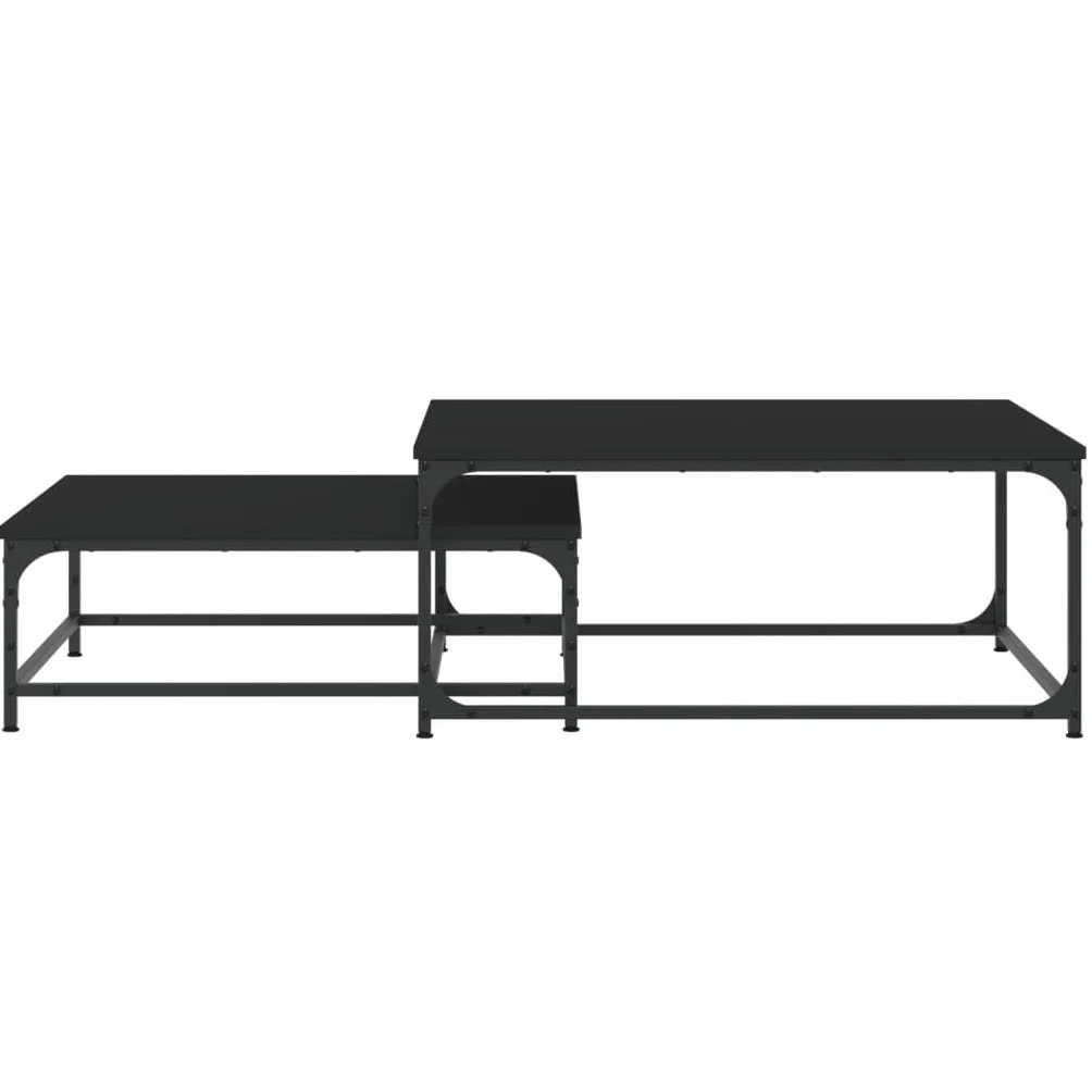 Homgoday Stoły kawowe 2 sztuki inżynieria drewno czarny, konsola pomocnicza stolik do salonu stolik kawowy herbata kawa sofa salon meble meble stoliki kawowe meble