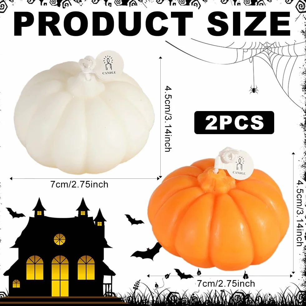 2 szt. Świeca dyniowa na Halloween Aromaterapia Świece Ręcznie robione Płonące Woskowe Świece, Święto Dziękczynienia Jesienne Dekoracje Sypialnia Dekoracja Stołowa