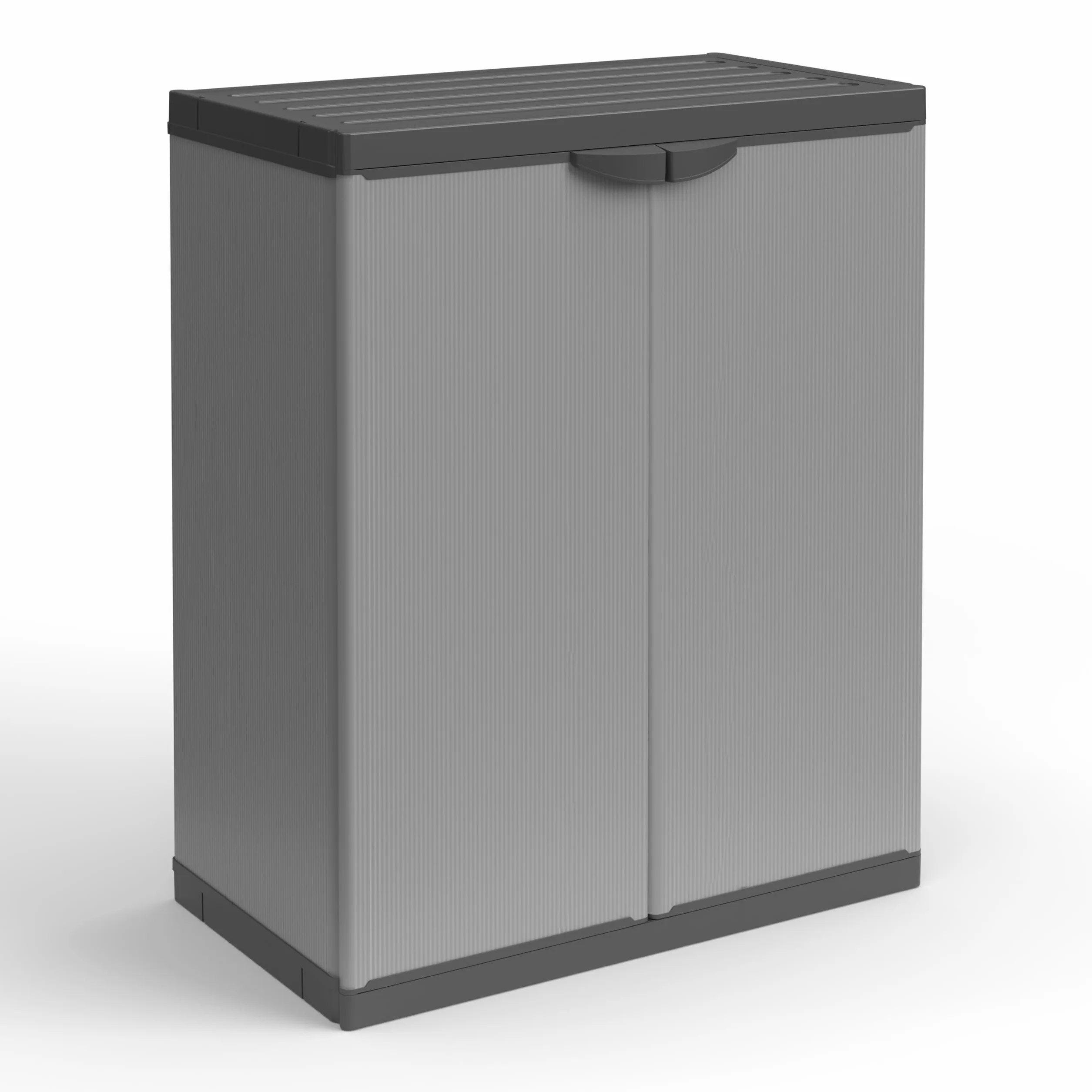 Mongardi W2015 szafka z żywicy PCW i PP, 2 drzwi, 1 półka, łatwy montaż, system modułowy, wytrzymały, nadaje się do użytku wewnątrz i na zewnątrz, 68 x 40 cm x 85 cm, szary i czarny, wyjątkowy