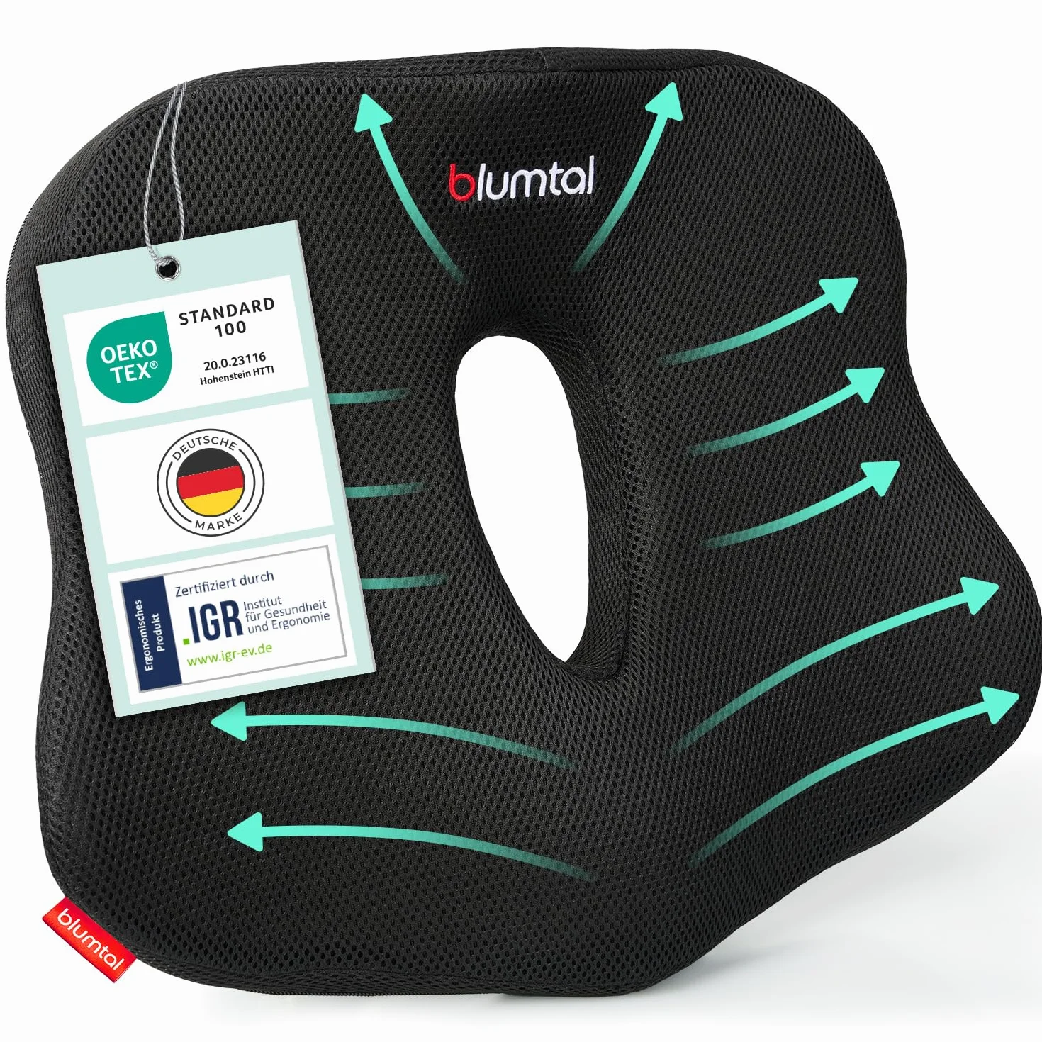Blumtal Ergonomiczna Poduszka na Krzesło Biurowe - Poduszka Lędźwiowa - Wsparcie Lędźwiowe - Ergonomiczne Oparcie