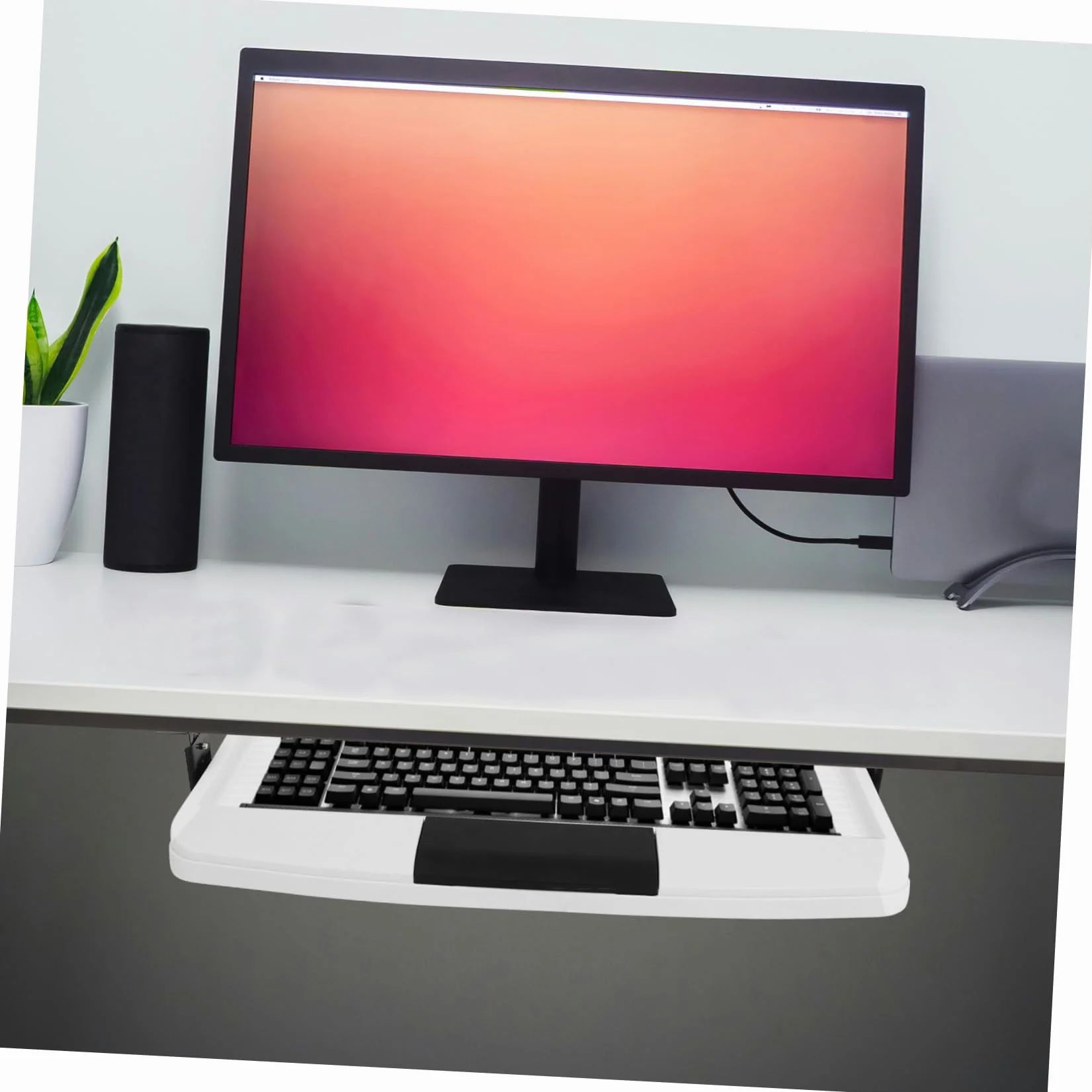 1zestaw Podstawowy Organizer Pod Biurko z Regulowanym Uchwytem Klawiaturę Praktyczny Elegancki i Oszczędzający Miejsce Idealny Do Biura i Domowego Biura