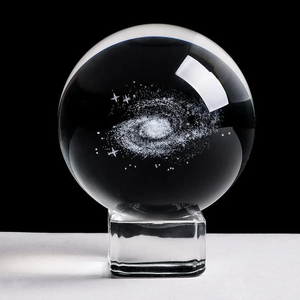 60/70/80MM średnica Globe Galaxy miniatury kryształowa kula 3d grawerowane szkło kwarcowe kula kula akcesoria do dekoracji domu, tylko piłka, 60mm