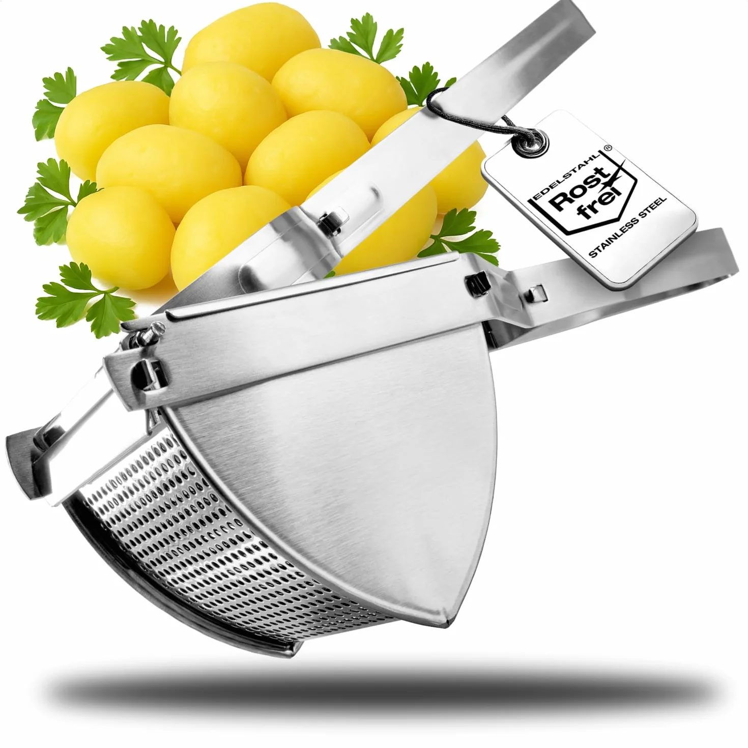 COM-FOUR® Prasa do ziemniaków wykonana ze stali nierdzewnej, mozna myc w zmywarce - prasa do lopatek - prasa do lodów spaghetti - tluczek do ziemniaków