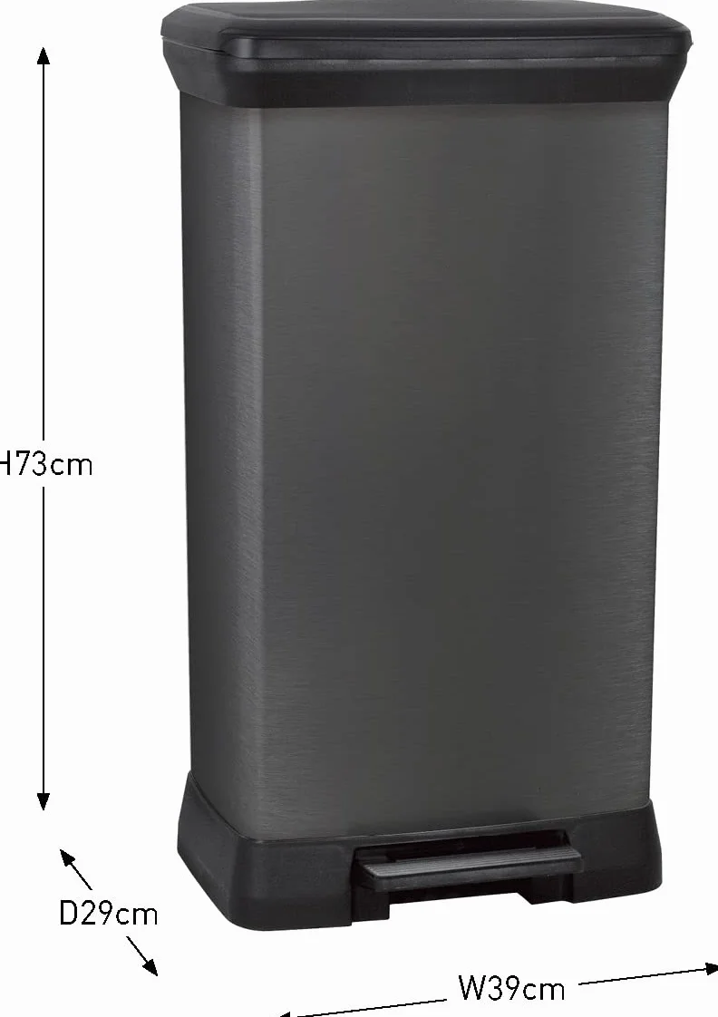 Curver Metalowy efektów Touch Deco Bin, czarny, 50 litrów
