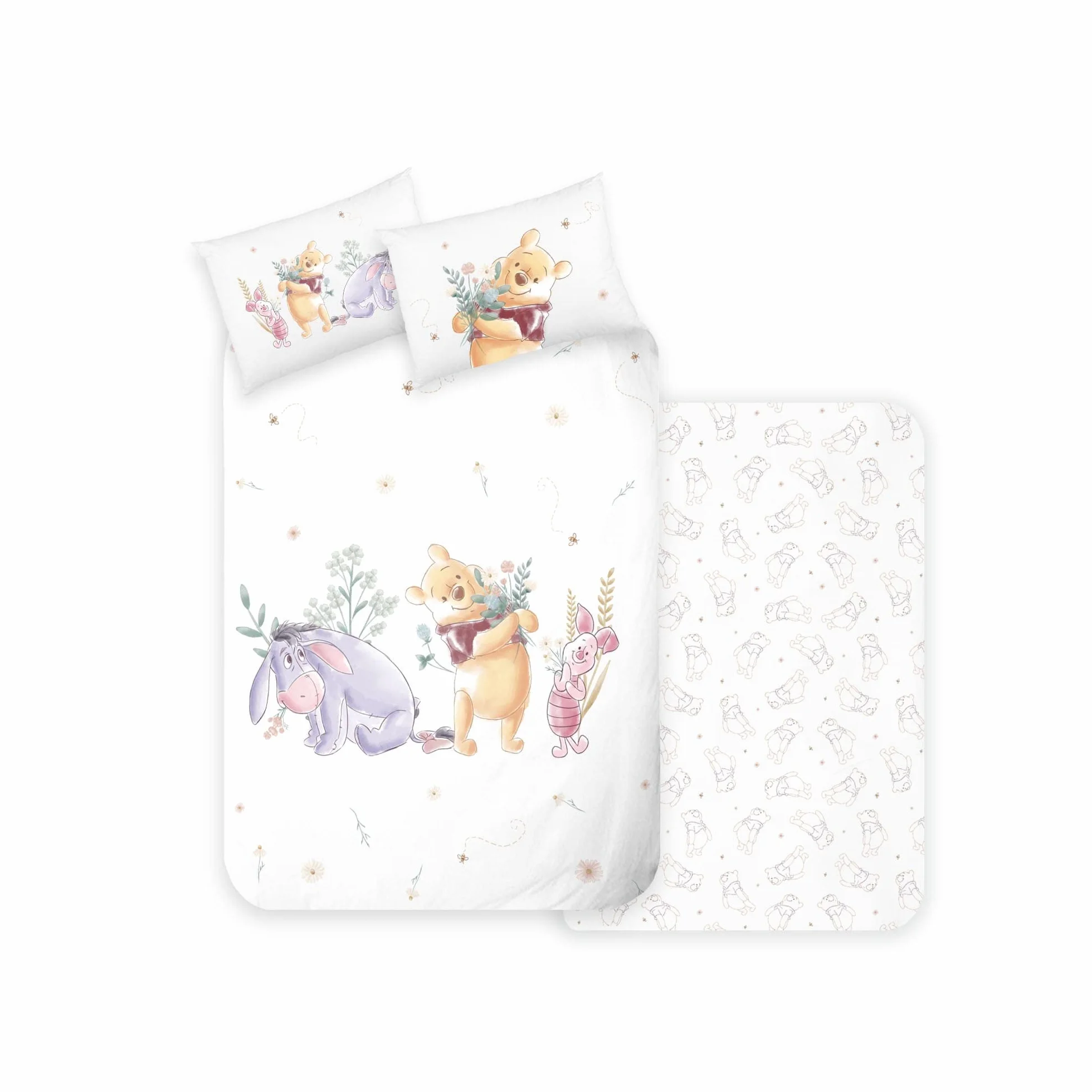 Disney Home Winnie The Pooh komplet pościeli dziecięcej 100 x 135 – poszewka na poduszkę 40 x 60 cm – miś puchatek i prosiaczek – pościel dziecięca – super miękka bawełna Renforce 100% bawełna,