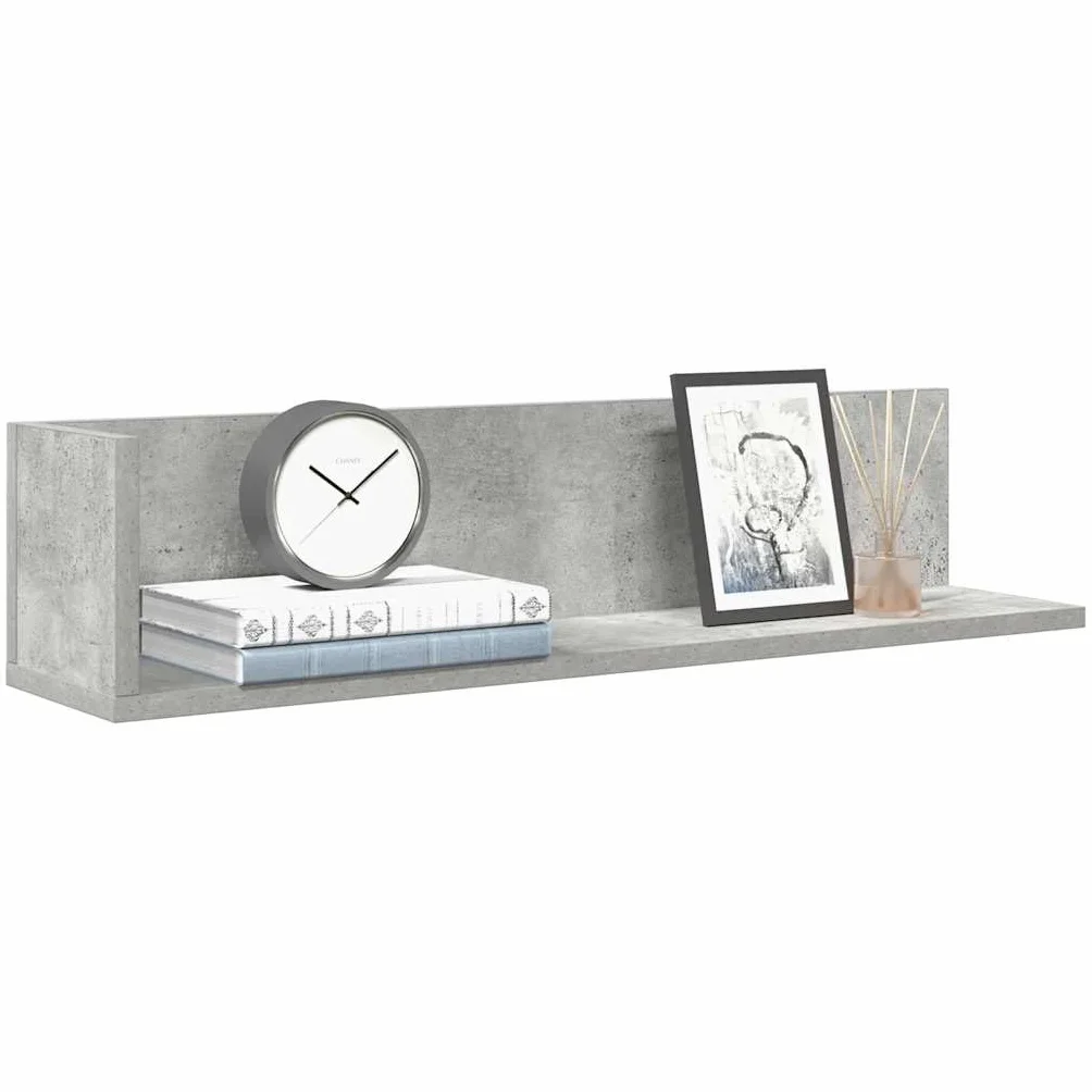 Regały ścienne, 2 szt. szary beton, 75 x 16,5 x 16,5 cm, materiał drewnopochodny, półki wiszące w kształcie litery L, uniwersalny montaż ścienny do salonu, sypialni, wytrzymałe i trwałe