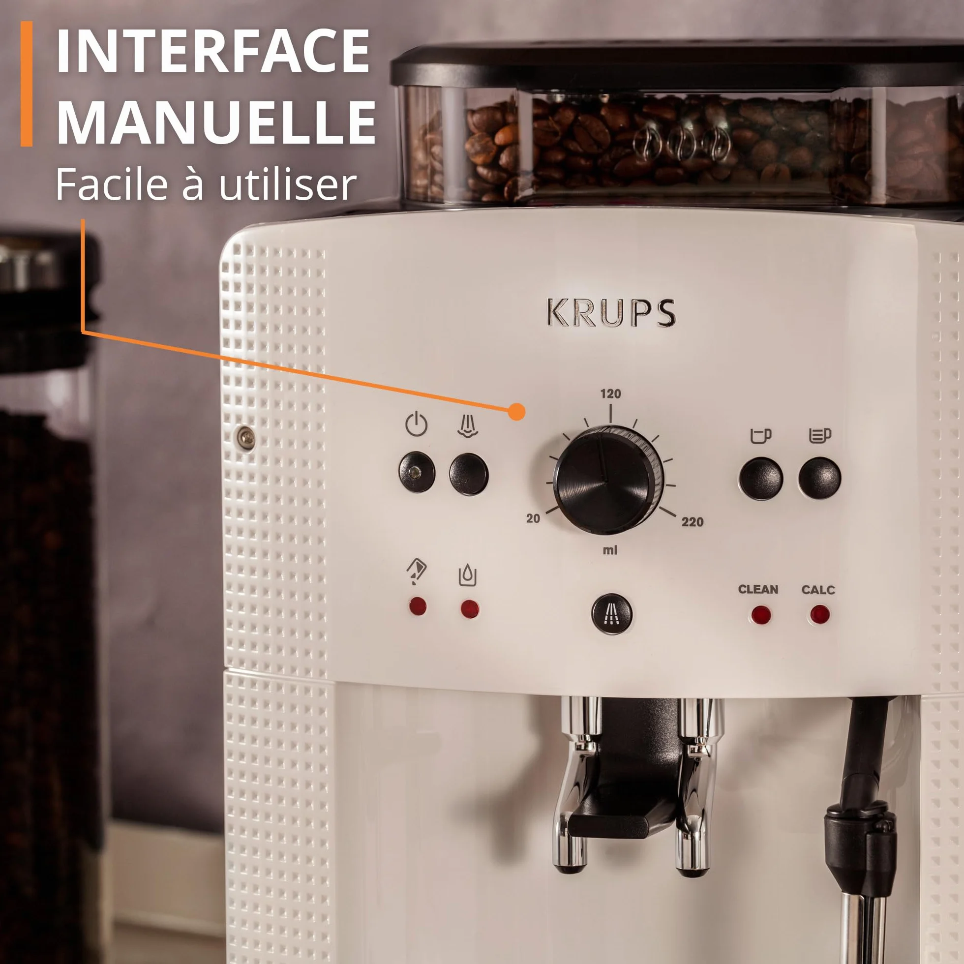Krups Arabica Picto Ea8105 Ekspres do Kawy, Biały/Czarny, 1450 WW 230 VV