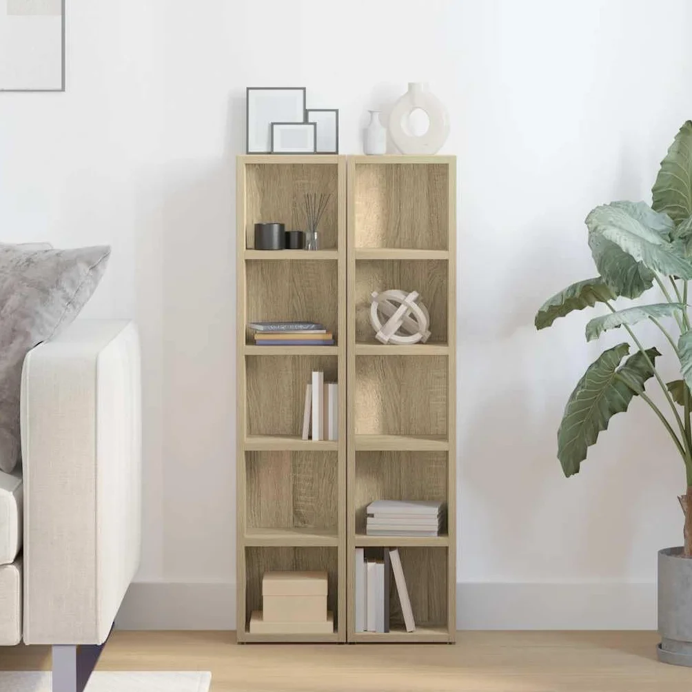 Generisch Regał na płyty CD, regał na media z przegródkami na regał stojący, stabilne przechowywanie, nowoczesny design, do salonu i biura (Sonomaoak, 2)