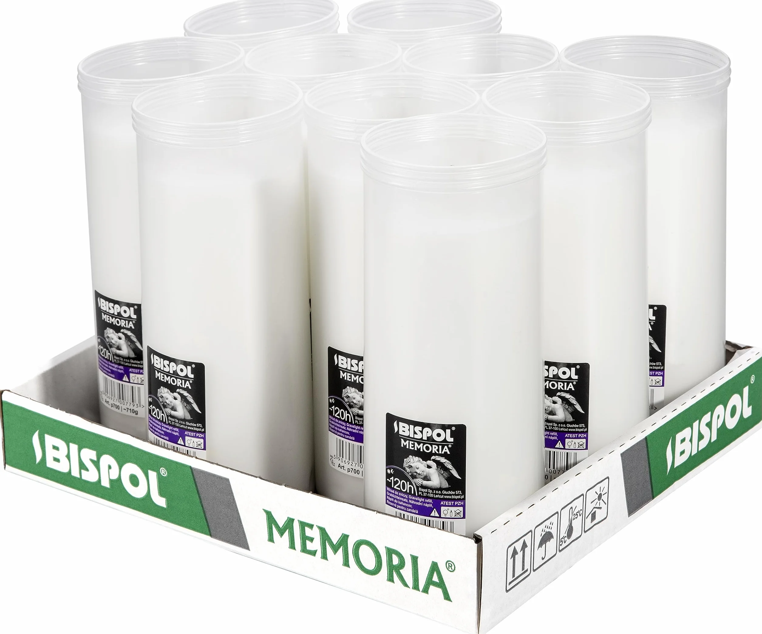 Wkłady do zniczy parafinowe 10szt. Memoria p700, 5 dniowy czas palenia, niekapiące, bezzapachowe
