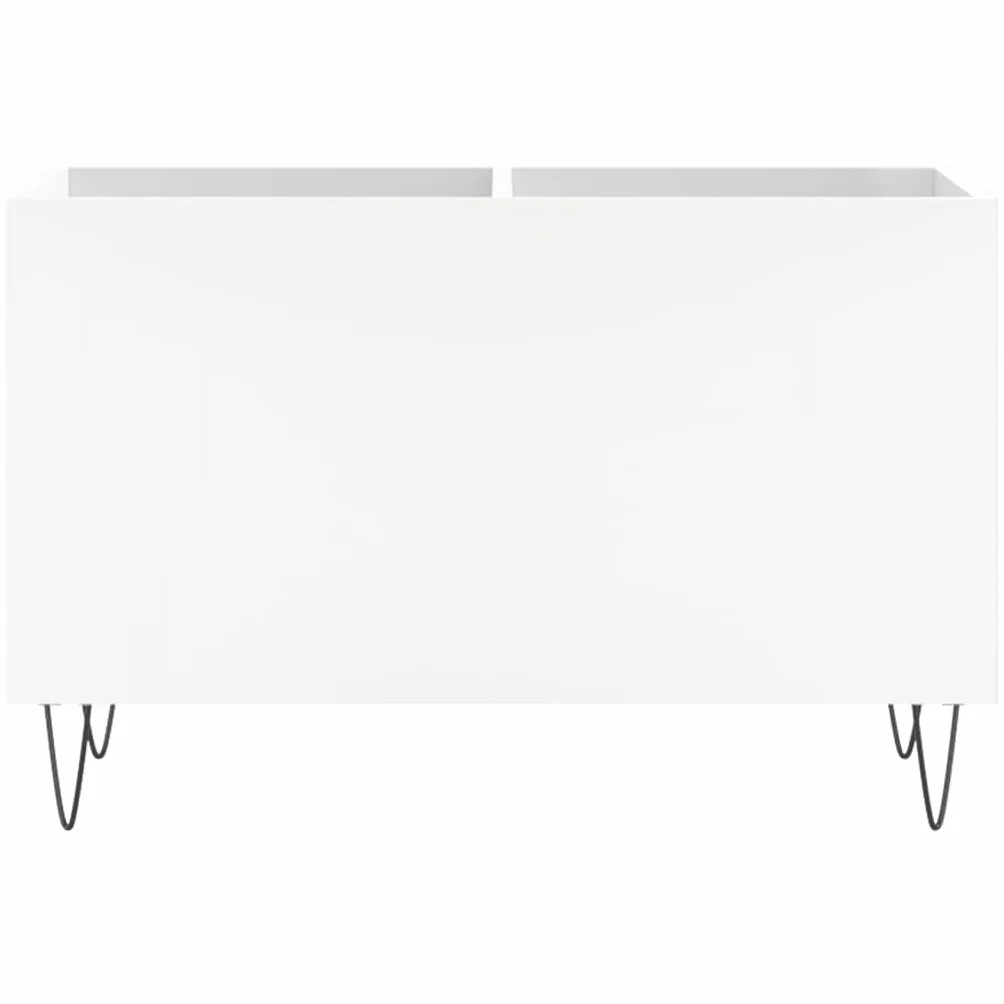 Biała szafka panelowa 74,5 x 38 x 48 cm, wykonana z materiału drewnopochodnego z żelaznymi nogami, do winylu, płyt winylowych, płyt winylowych, przestrzeni do przechowywania, stabilna