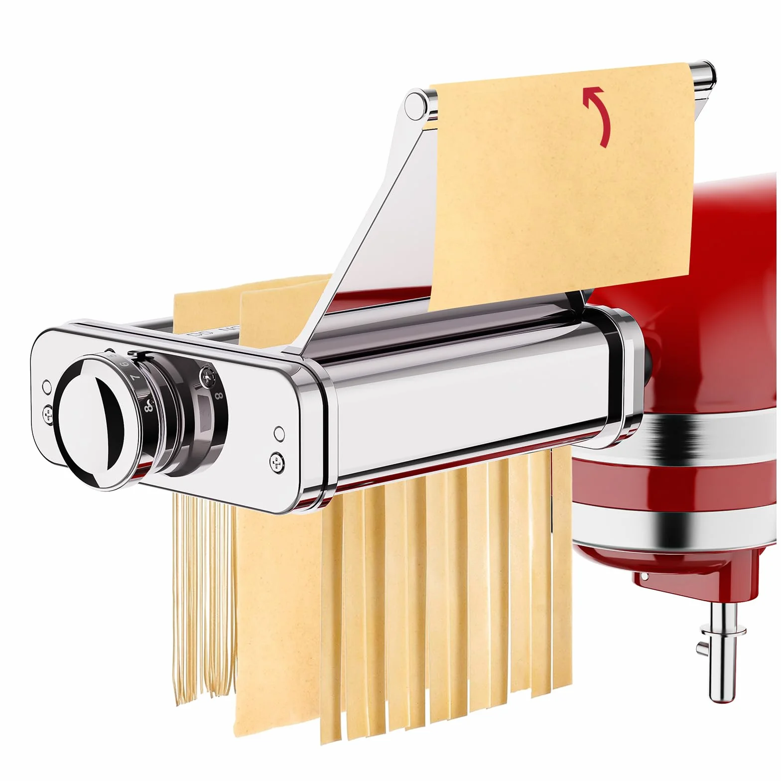 COFUN Akcesorium Przystawka do Makaronu 3 w 1 Wykonane ze Stali Nierdzewnej do Miksera Stojącego do KitchenAid,Krajalnica do fettuccine, spaghetti i wałek do makaronu, z płytką prowadzącą.