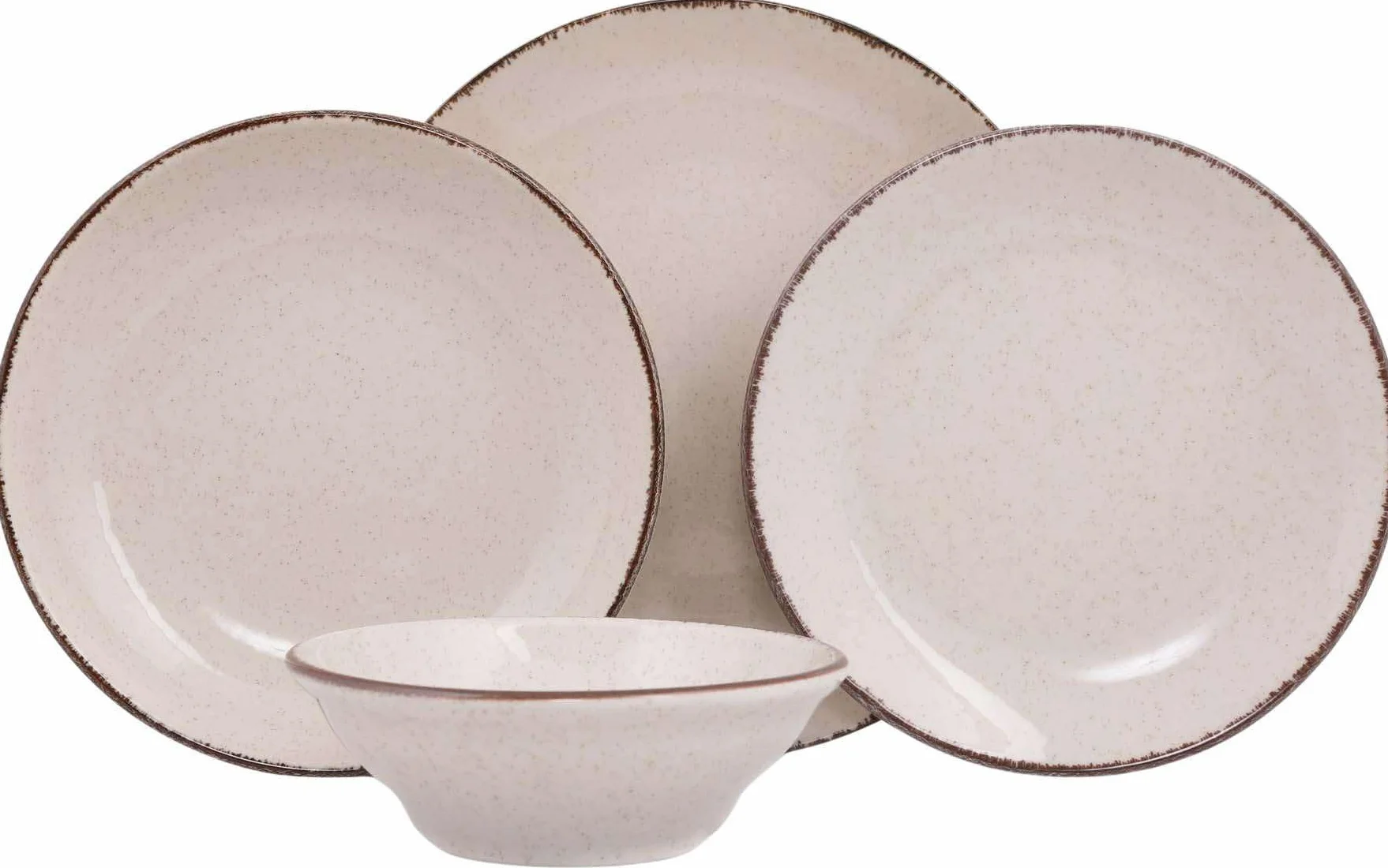 Zestaw obiadowy z cynamonu, 24 sztuki, 100% porcelana, w zestawie talerze serwisowe, miski i talerze deserowe, bezpieczne mycie w zmywarce i mikrofali, eleganckie i trwałe wzornictwo