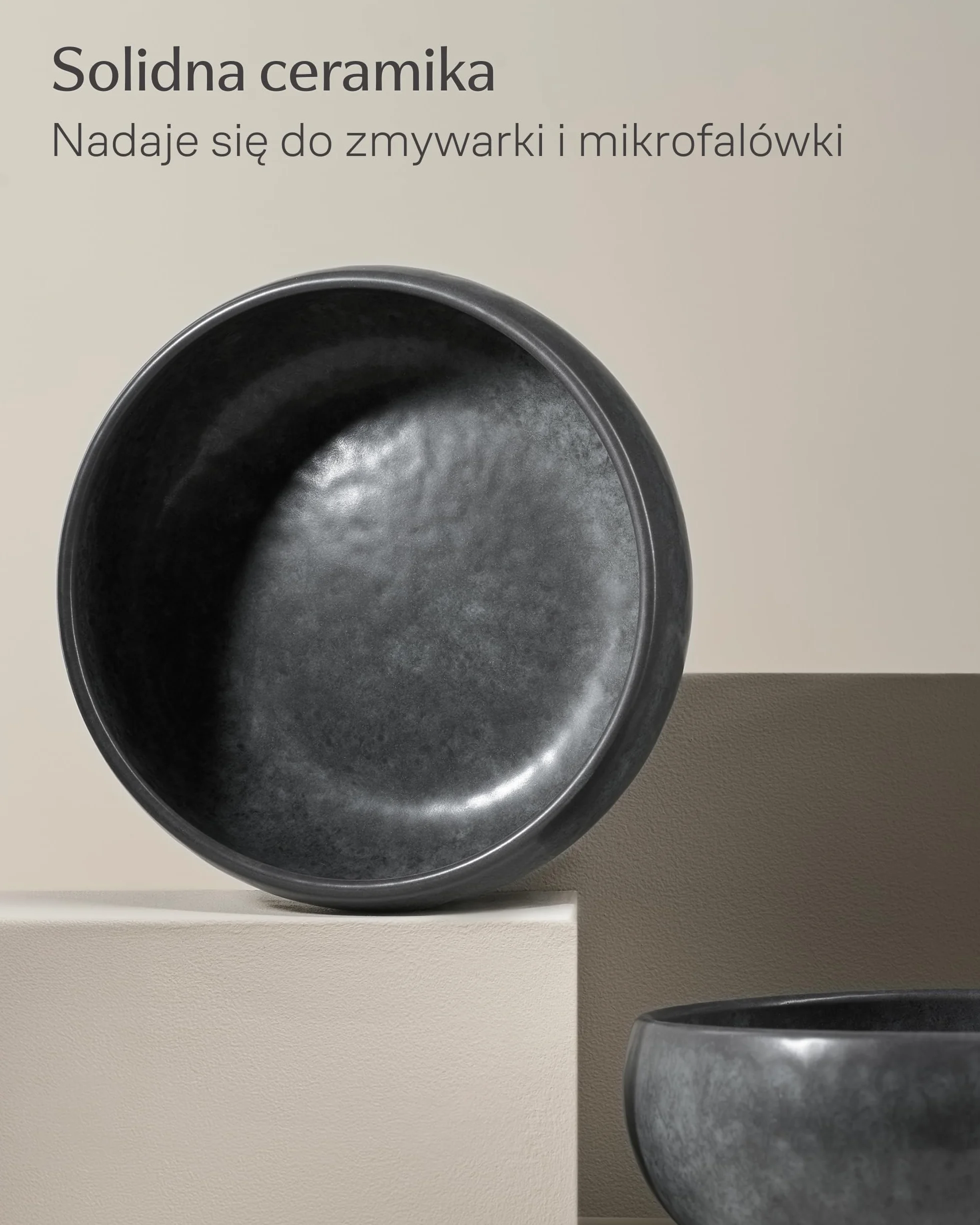 Cosumy Zestaw Misek Ceramicznych 4 Szt. 750 ml – Klasyczne Czarne Miski Śniadaniowe i do Zupy – Zestaw Misek dla 4 Osób do Codziennego Użytku – Do Mikrofalówki i Zmywarki