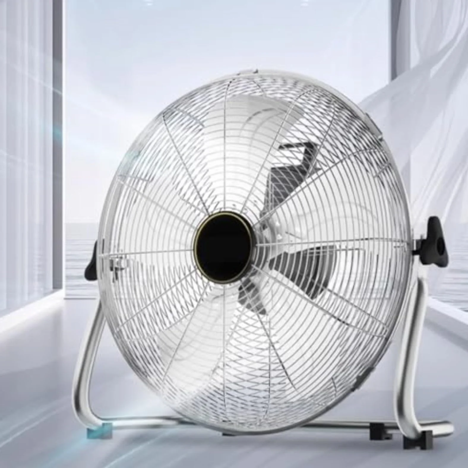 Przemysłowy wentylator podłogowy ciężkiego typu, wysokowydajny wentylator | Metalowy 16Z 4 Prędkościami I Głowicą Pochylaną O 130°, Wentylator Kolumnowy Oscylacyjny Do Domu, Garażu, Warsztatu(18in)