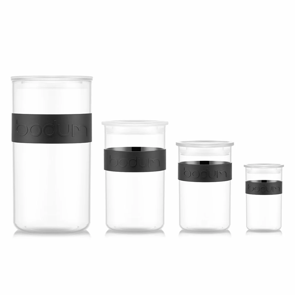 Bodum Słoik do przechowywania, czarny, 4 x 0,25 l, 3 x 0,6 l, 3 x 1 l, 2 x 2 l