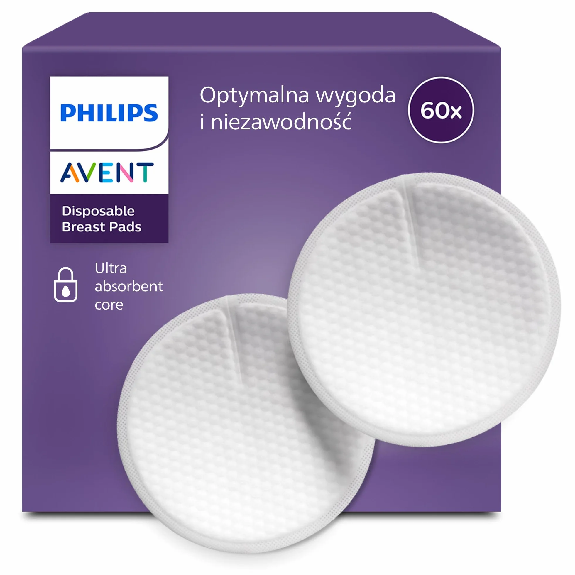 Philips Avent Comfort - Wkładki laktacyjne - Wygodne i miękkie - Szczelne i oddychające - Maść łagodzące - 60 sztuk w opakowaniu - SCF254/61
