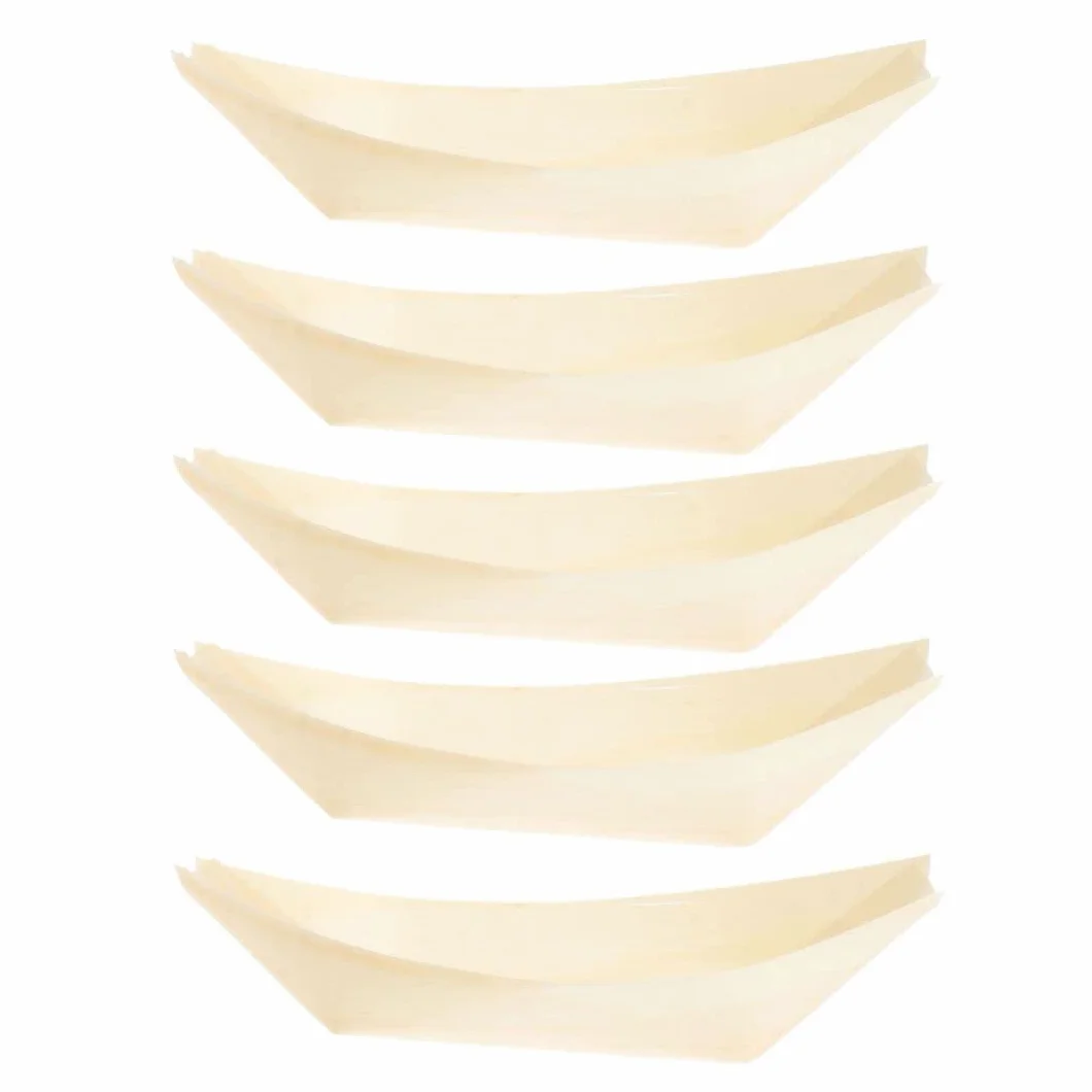 Drewniana taca do serwowania sushi, 50 szt. mini taca do sushi, talerz do serwowania łodzi, do sushi, łodzi, drewniany pojemnik na żywność do restauracji, domu, na wesela, imprezy, 10 cm