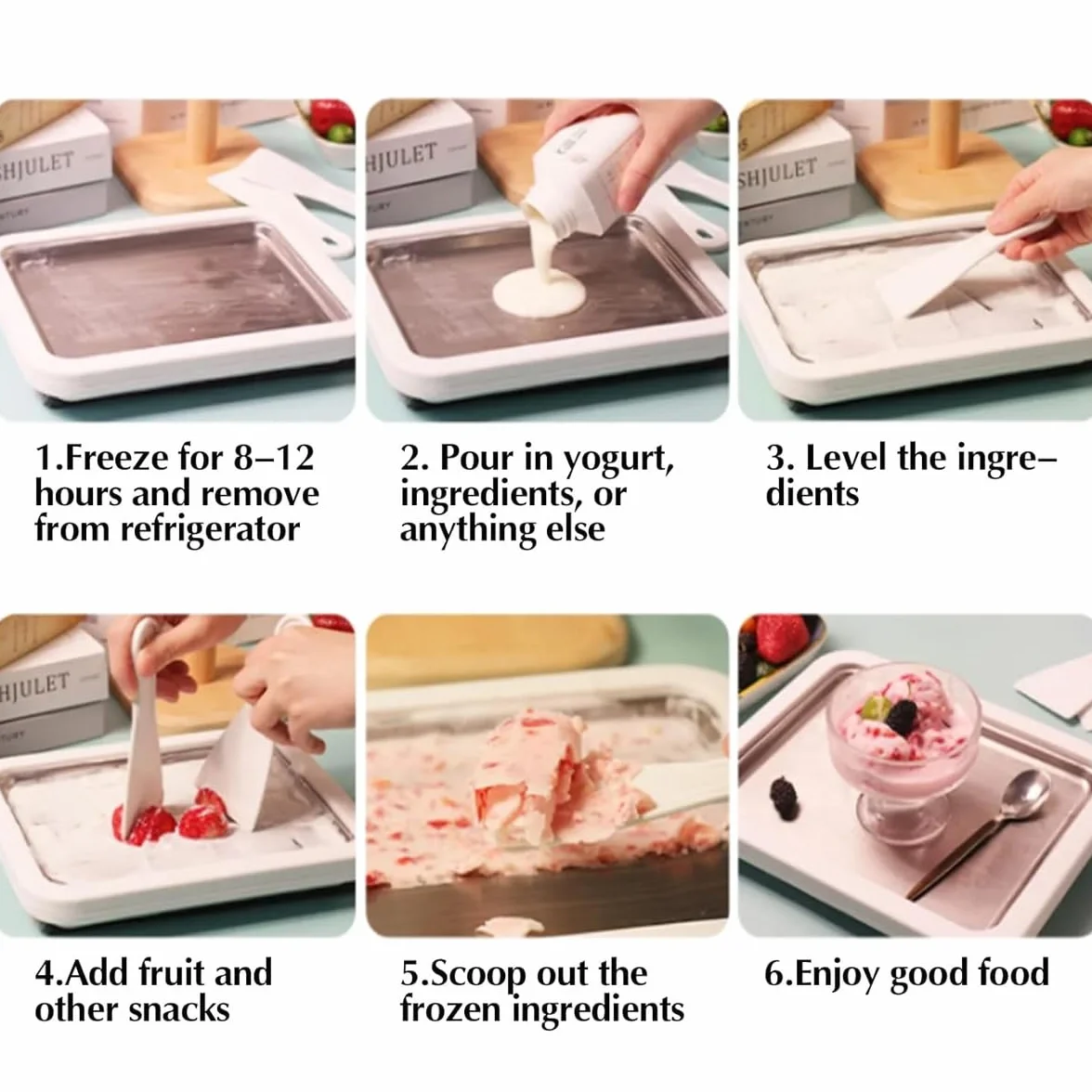 Ice Cream Rolls Maker do robienia lodów "zrób to sam" – maszyna do robienia lodów z 2 szpatułkami, dla dzieci i rodziny, kolor biały, 17 x 22 cm