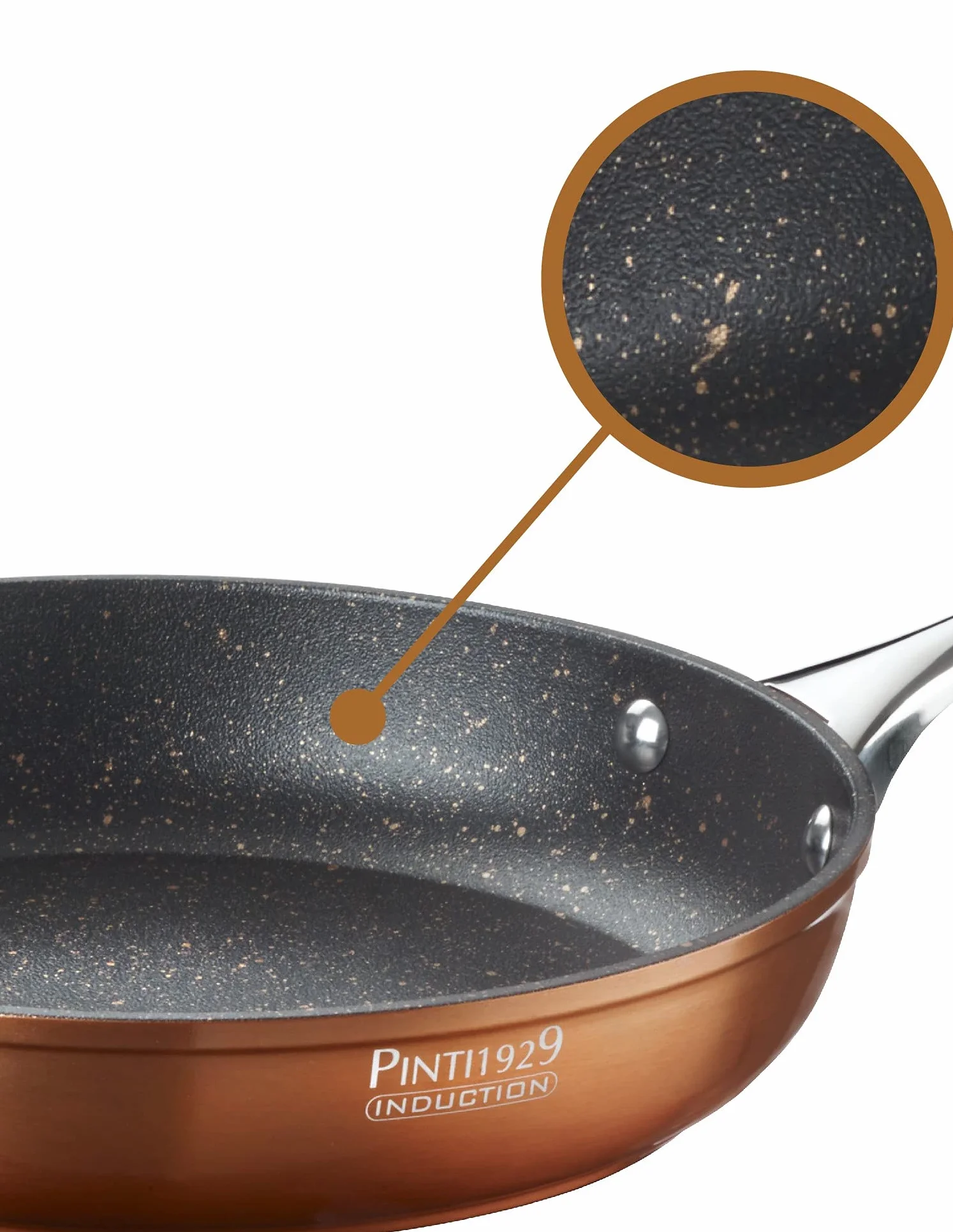 PINTINOX, Zestaw 3 Patelnie Metallic Kute Aluminium, Wewnętrzna Non-stick, Nadaje się do indukcji Średnica 20-24-28 cm