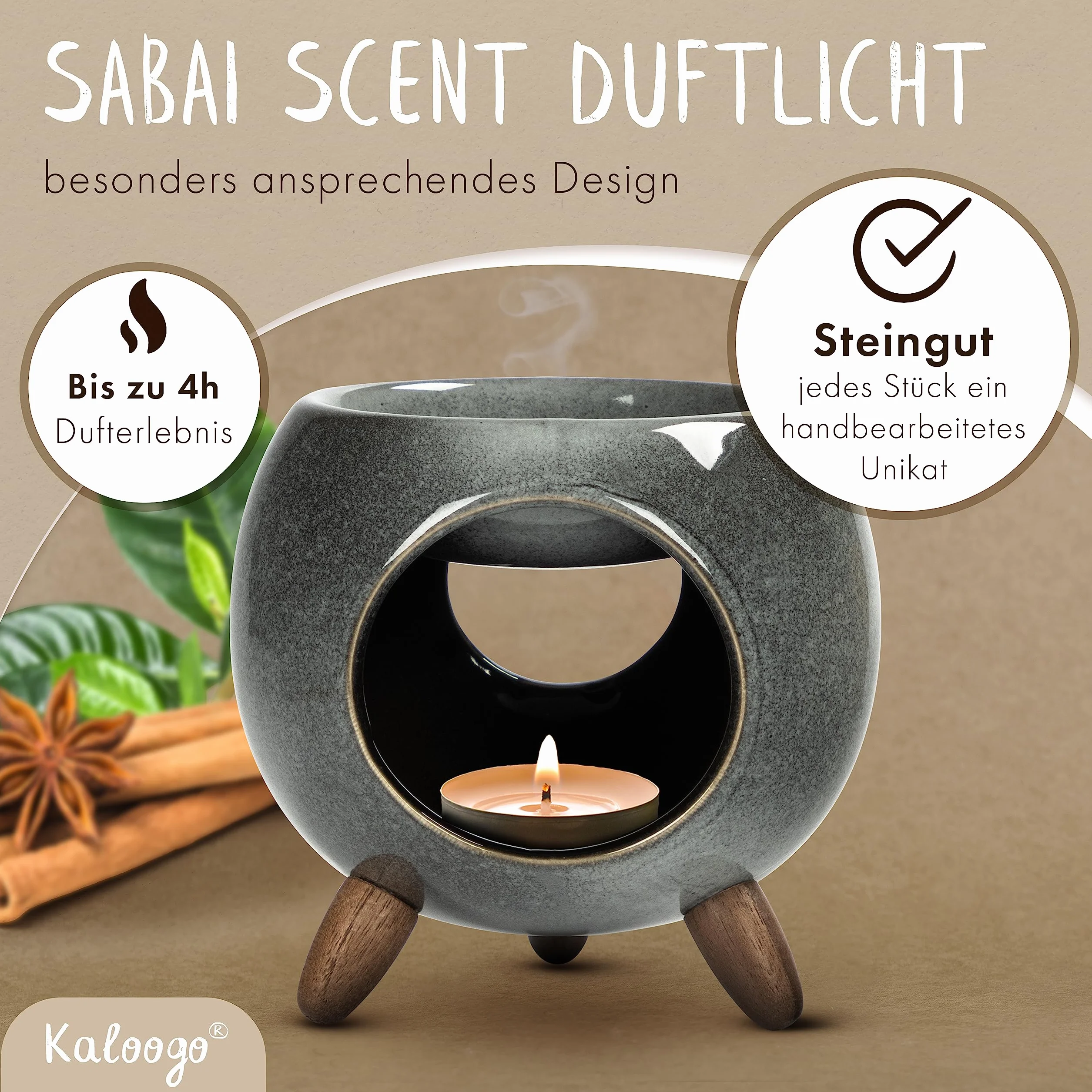 Sabai Scent ceramiczna lampa zapachowa, okrągła (lampa zapachowa) (popielaty)
