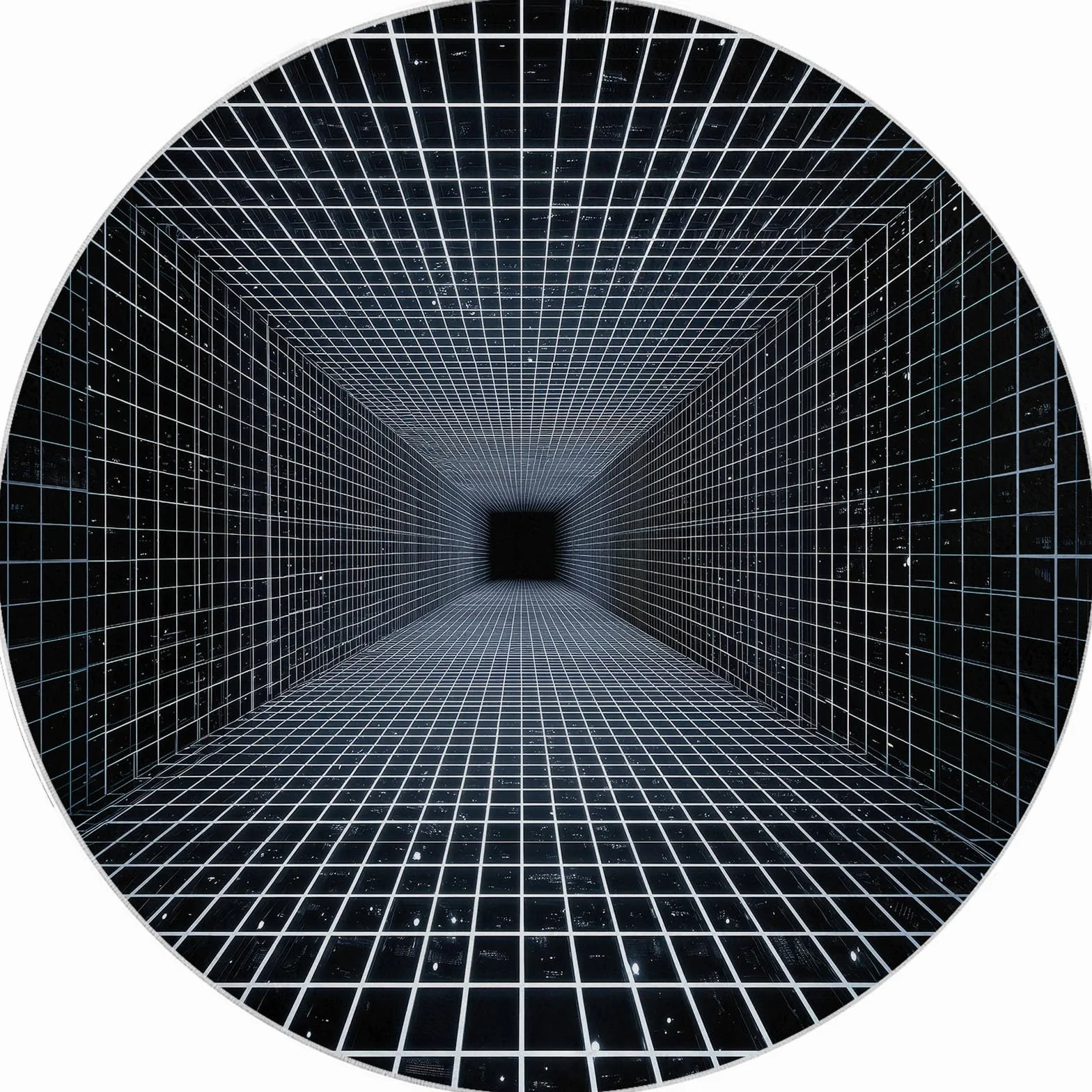Wewnętrzny okrągły dywan 220 cm geometryczny czarny biały klocki w paski, dywan do salonu nadający się do prania abstrakcyjna przestrzeń - nowoczesny miękki antypoślizgowy dywan do sypialni pokoju