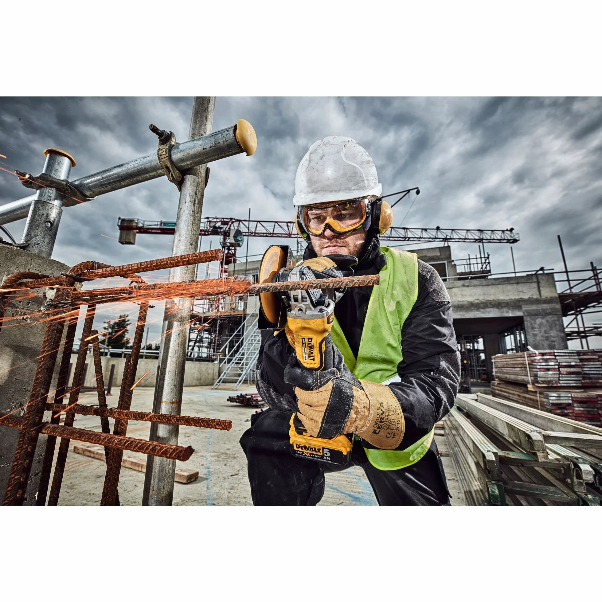 DEWALT Praktyczny Mini-amoladora bez escobillas xr 18v 125mm bez ładowarka/akumulator z interruptor hombre-muerto, arranque suave, hamulec, embrague dla rowerzystów do wydajnej jazdy 18v 125mm | Bezszczotkowa szlifierka kątowa 18V XR z elektronicznym hamu