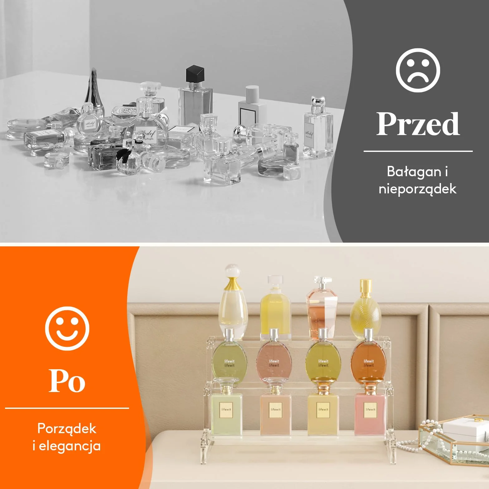 Lifewit 3 Tier Clear Display Risers Stand, 30.5 cm Plastikowe Risers do Wyświetlania, Plastikowe Organizatory do Figurek/Cupcake/Perfumy, Stojak Wyświetlania Biurkowego Dekoracji, 2 Opakowanie