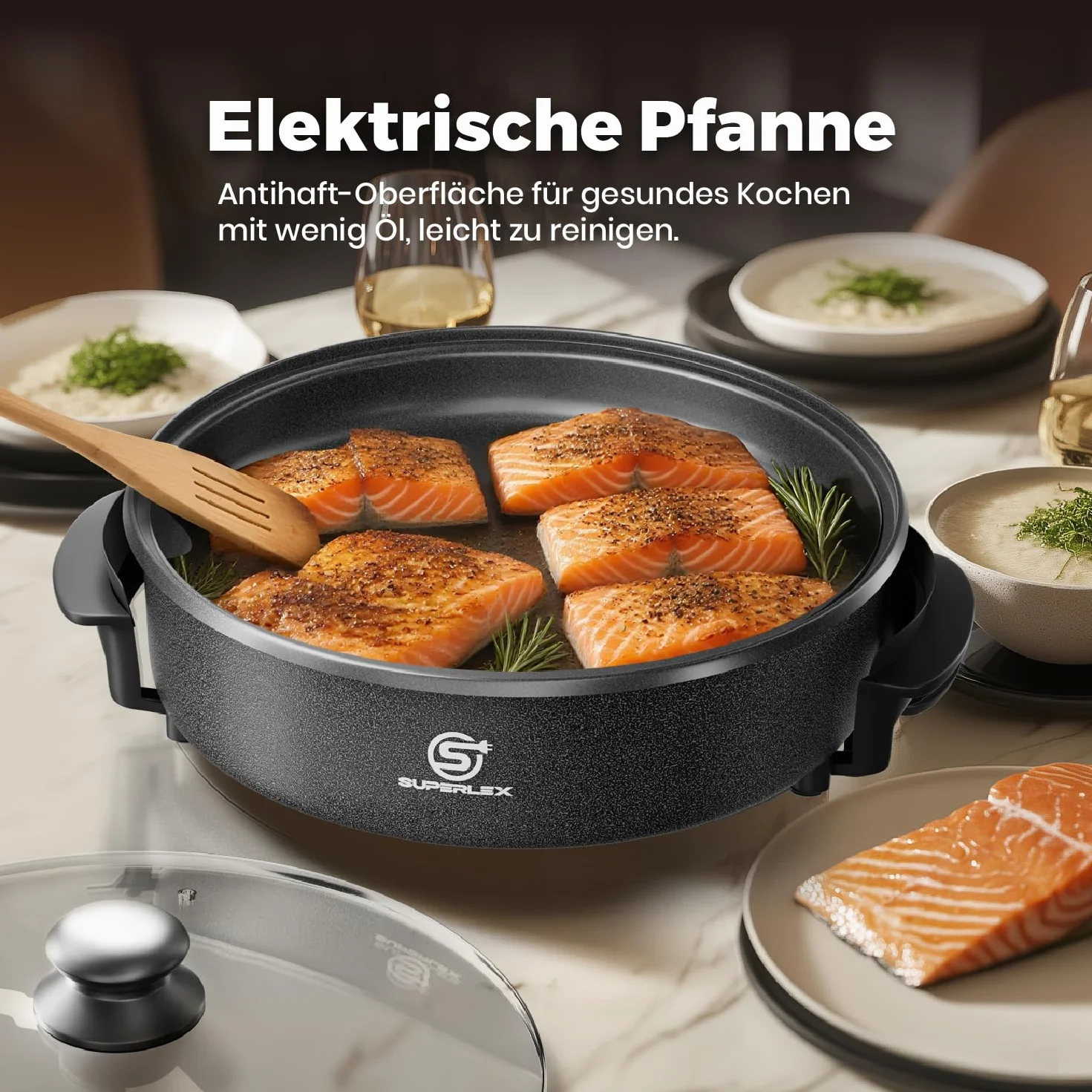 Elektryczna patelnia wielofunkcyjna 9,6 L 42x7 cm 1500 W