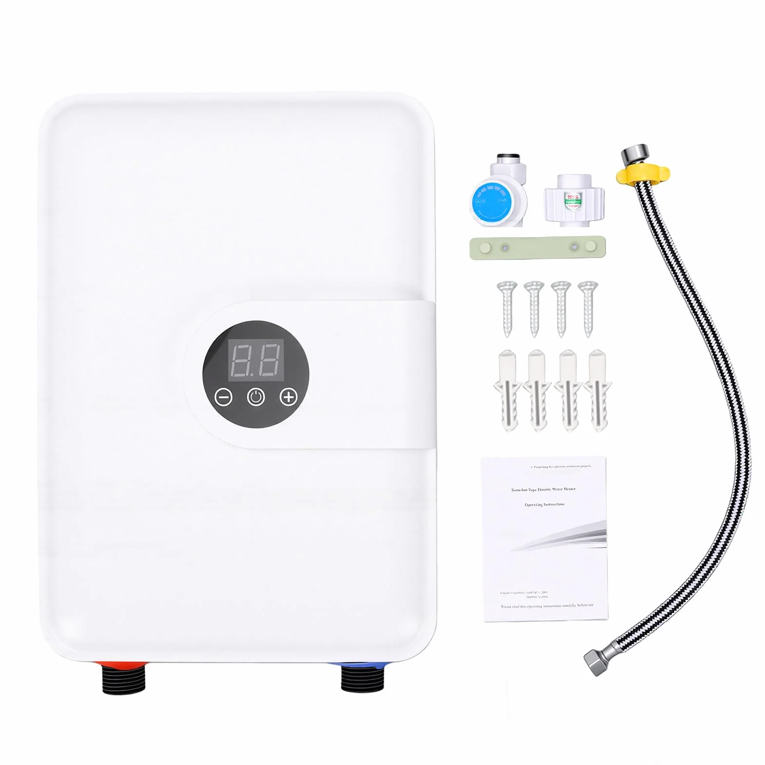 Hancaner Natychmiastowy elektryczny podgrzewacz wody 5500 W z wyświetlaczem LED, cyfrowa regulacja temperatury do łazienki i kuchni (wtyczka UE 230 V)