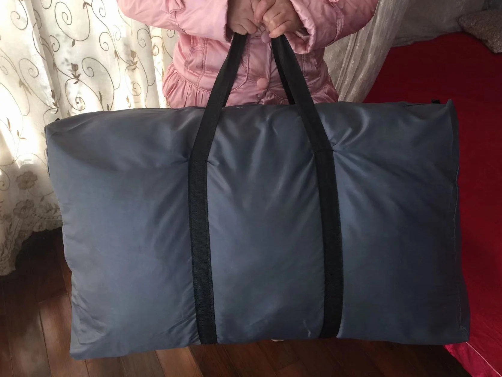 Torba do przechowywania składana 120 l tkanina Oxford szara 2 sztuki