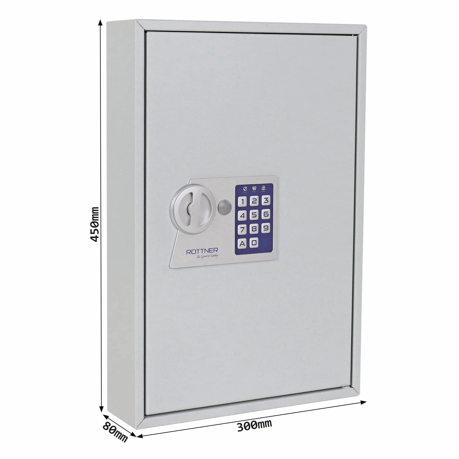 Rottner Szafka na klucze S 64 zamek elektroniczny 64 breloczek do kluczy gratis listwa z haczykami regulowana wraz z materiałem mocującym
