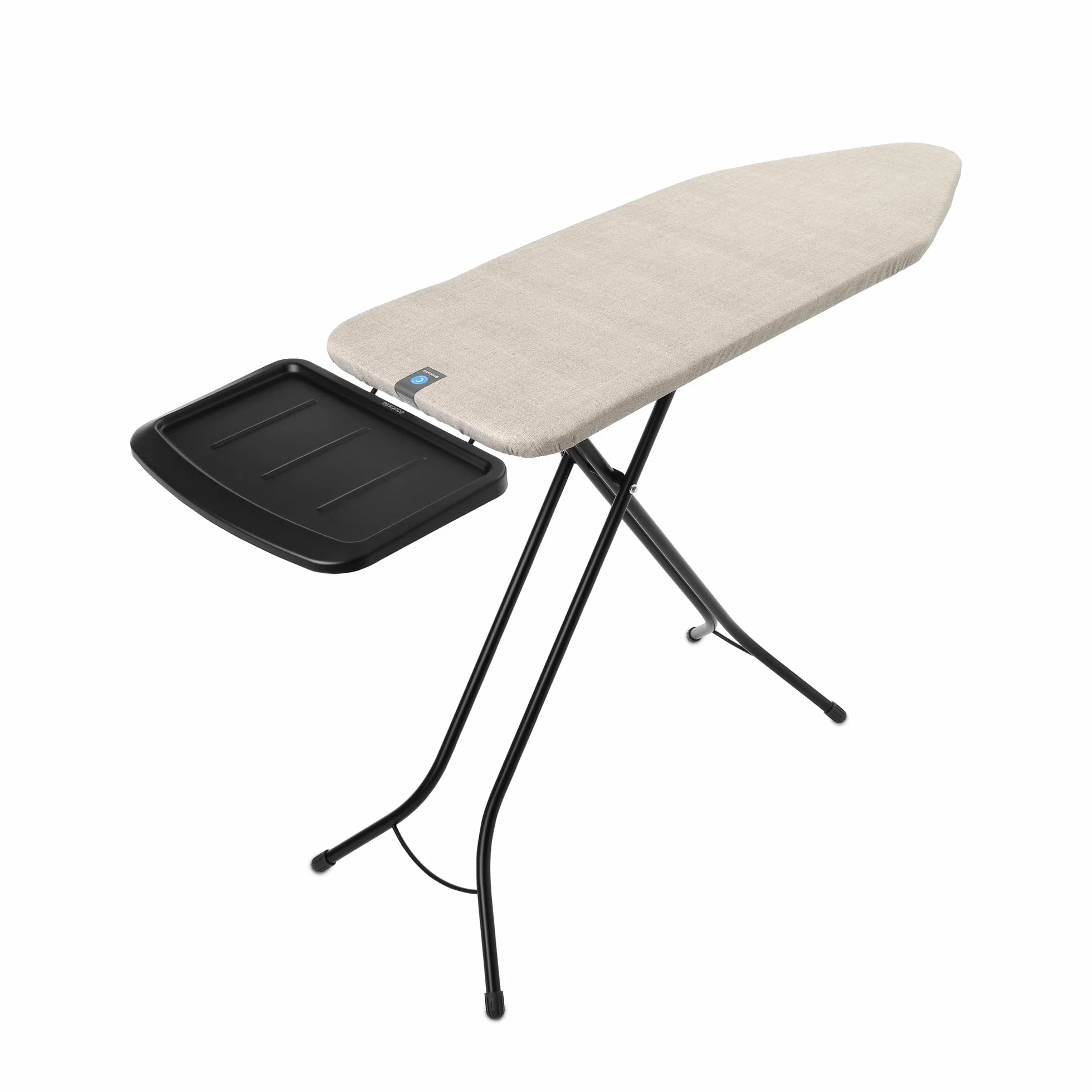 Brabantia Ironing Board C, 124x45cm - Denim Grey | 100% Fairtrade Cotton | Stable & Large Ironing Board | Foldable with Adjustable Height & Solid Steam Iron Rest | Fairtrade & C2C Certified