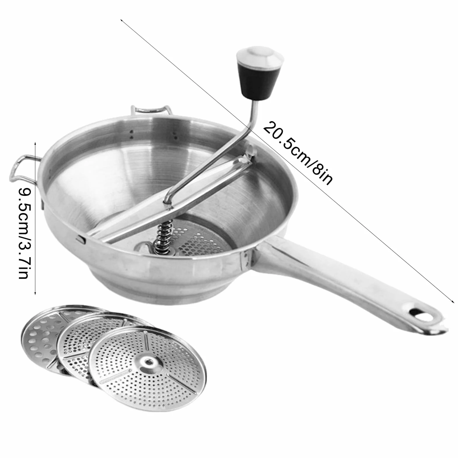 Ricer do puree ziemniaczanego, młynek spożywczy do sosu pomidorowego,Prasa pomidorów Praska ziemniaków ze stali nierdzewnej z uchwytem Młynek żywności - Ergonomiczna tłuczka ziemniaków zac