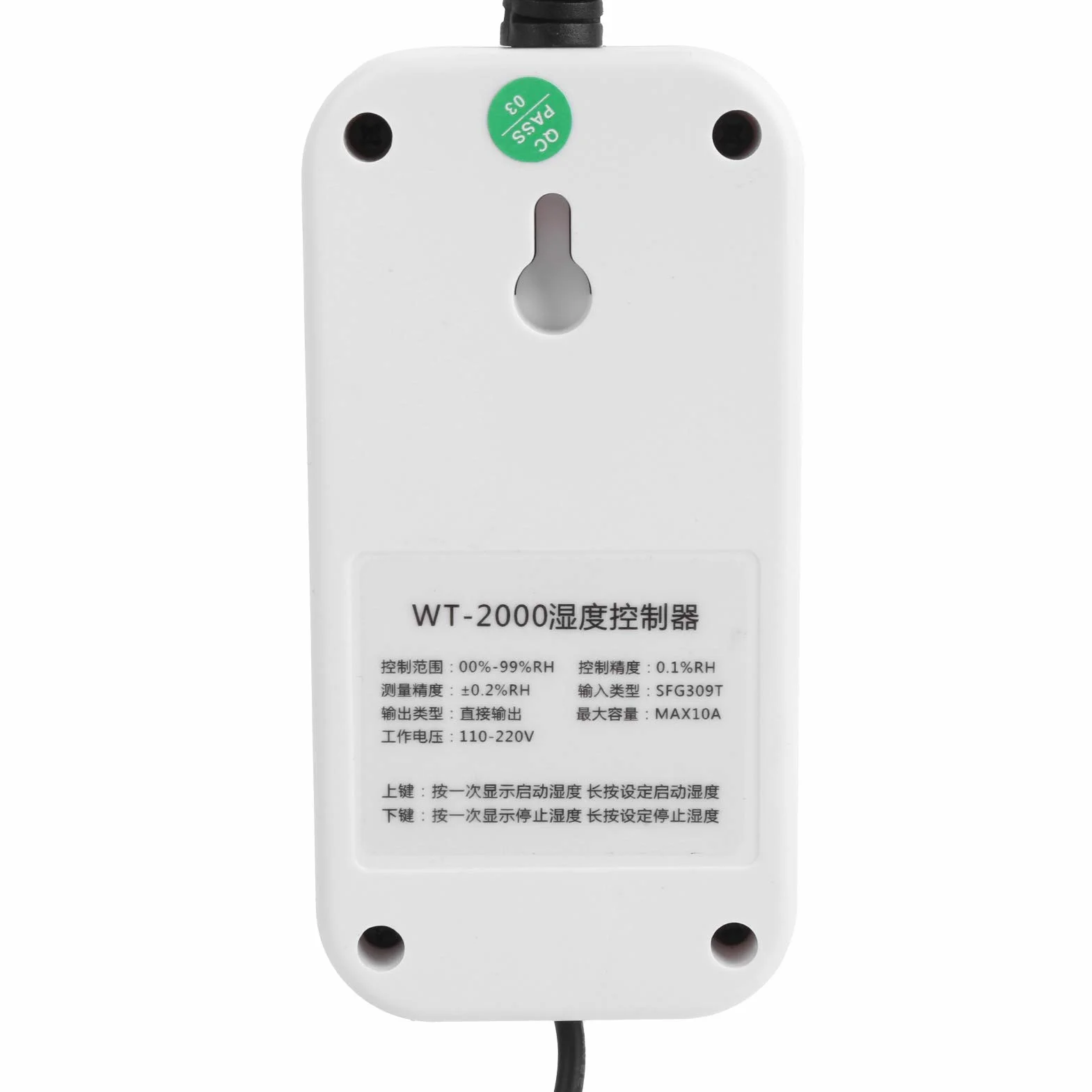 Cyfrowy Regulator Wilgotności Nawilżanie Gniazdo Przełącznika Osuszania Abs Higrostat 0% ~ 99% RH WT‑2000 110-220 V Narzędzia do Kontroli Wilgotności dla Magazynów Szklarnie(EU Plug)