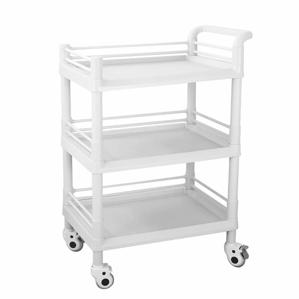 Ruchome Wózki, Gospodarstwa Domowego Serwowania 3-Półki Makeup Spa Z Kołach Rolniczych, Narzędzia, Szpital Sprzęt Medyczny Organizator Rack/White/65 * 45 * 98Cm