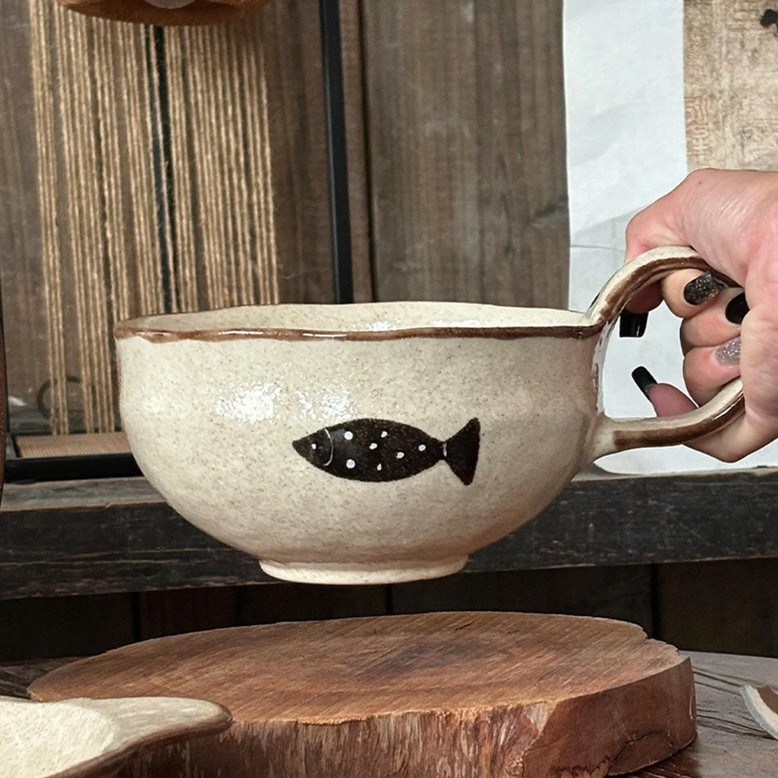 Kolor podszkliwny retro mała ryba zastawa stołowa domowe śniadanie ceramiczne płatki owsiane -23,4 cm płyta obuuszna