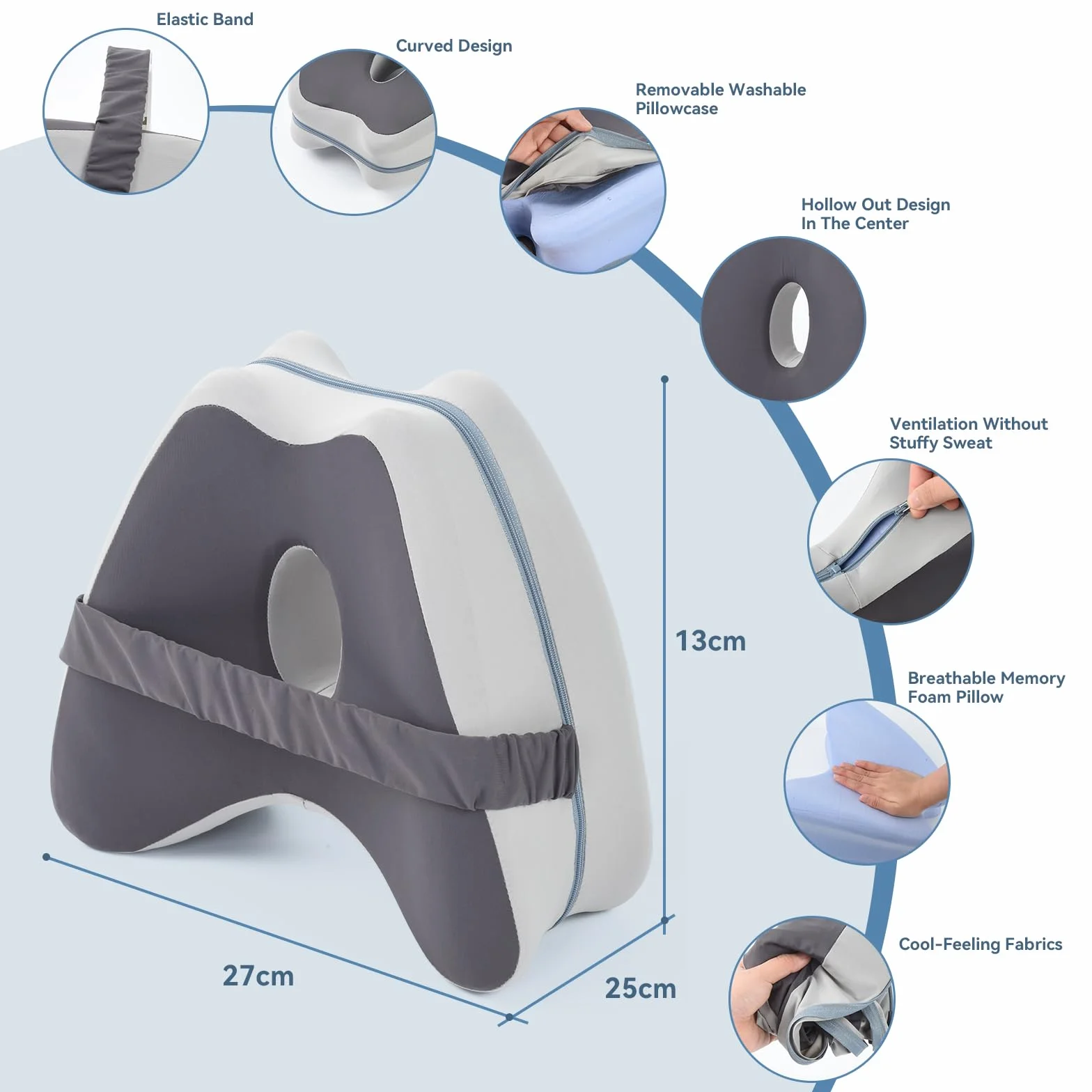Poduszka na kolana ergonomiczna pianka z pamięcią kształtu chłodny materiał ortopedyczna