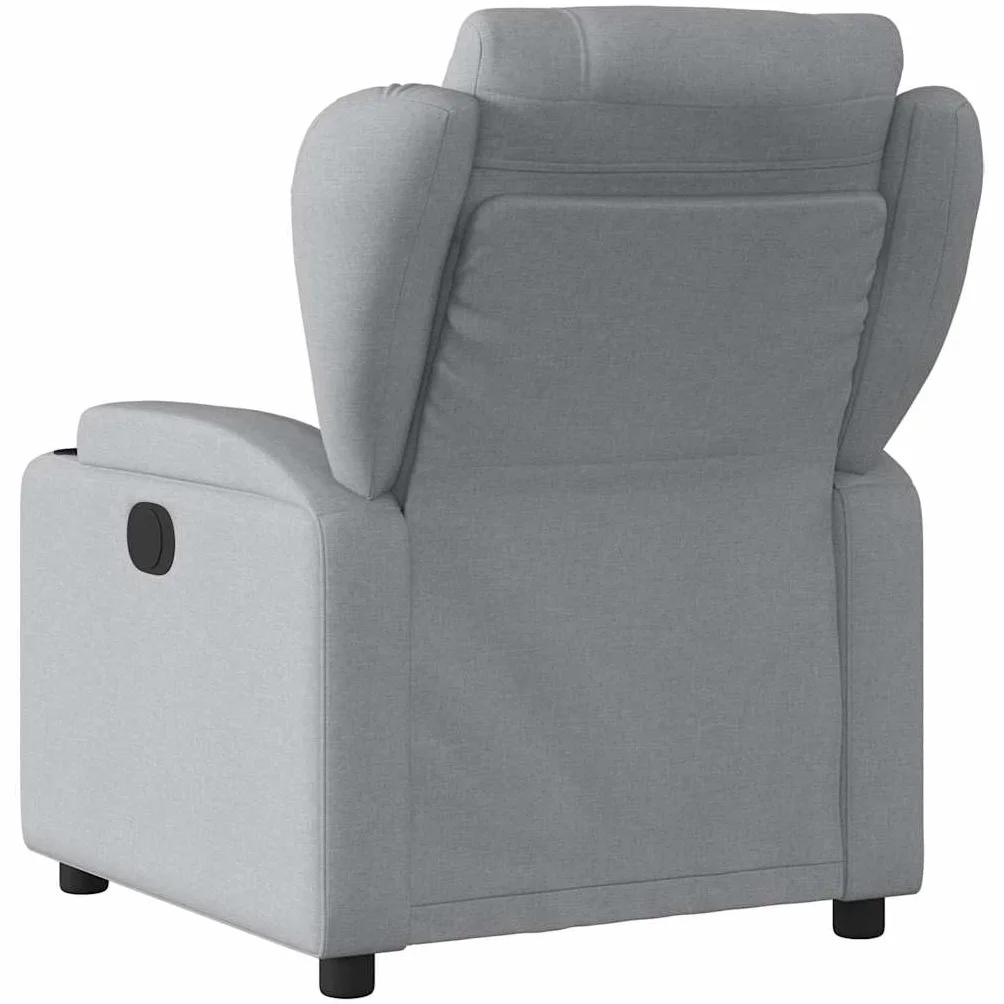 Fotel relaksacyjny, jasnoszary, materiał z ręczną funkcją leżenia, regulowany, ergonomiczny, wygodny fotel z podłokietnikami i oparciem z drewna i metalu, do salonu, kącika do czytania i biura