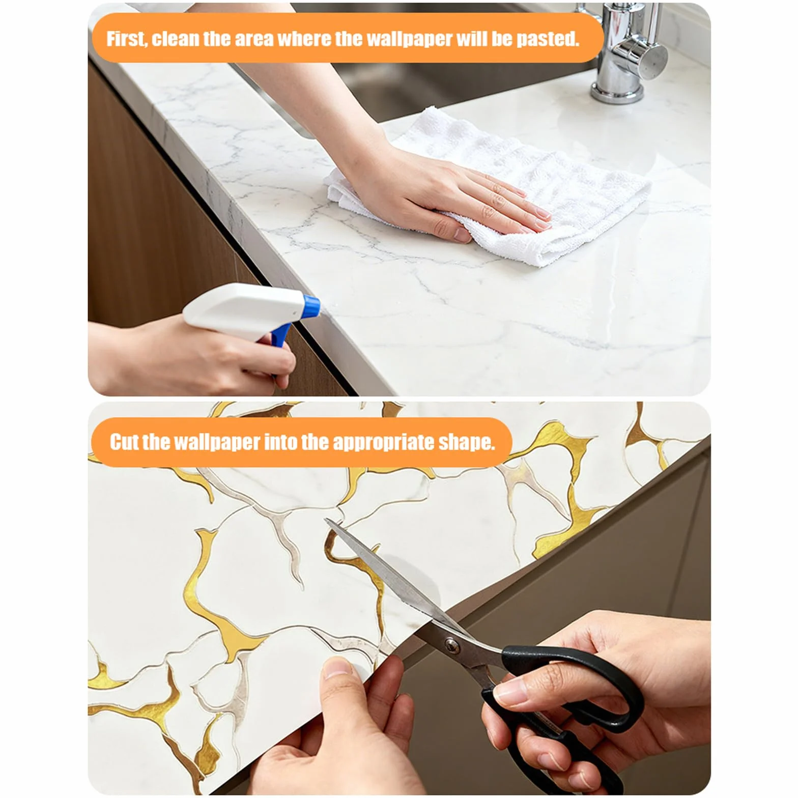 Papier samoprzylepny z efektem marmuru, marmur blaty kuchenne, tapeta papierowa, papier samoprzylepny do mebli kuchennych, marmuru, na biurko, blat kuchenny, szafkę, stolik nocny