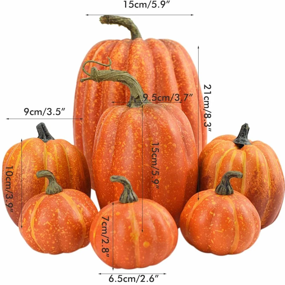 Sztuczne dynie piankowe 7 rozmiarów dekoracja jesienna Halloween Święto Dziękczynienia
