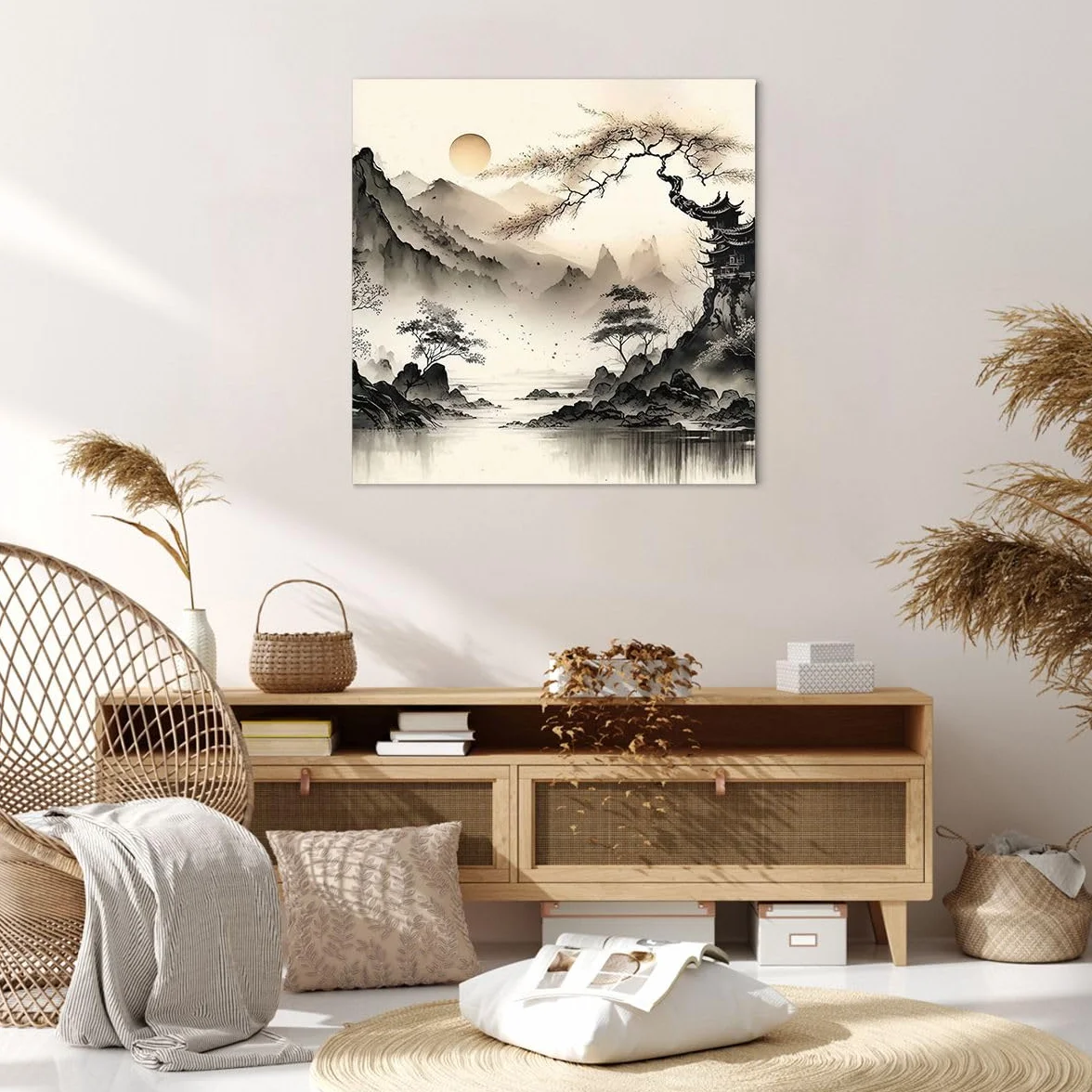 ARTTOR Dekoracja ścienna Salon Azja Japonia Widok Obraz na płótnie w ramie 70x70cm Nowoczesny Sypialnia Kuchnia Deko Sztuka na ścianę Duży Obrazy Art Foto Wall Decor Canvas AC70x70-5777