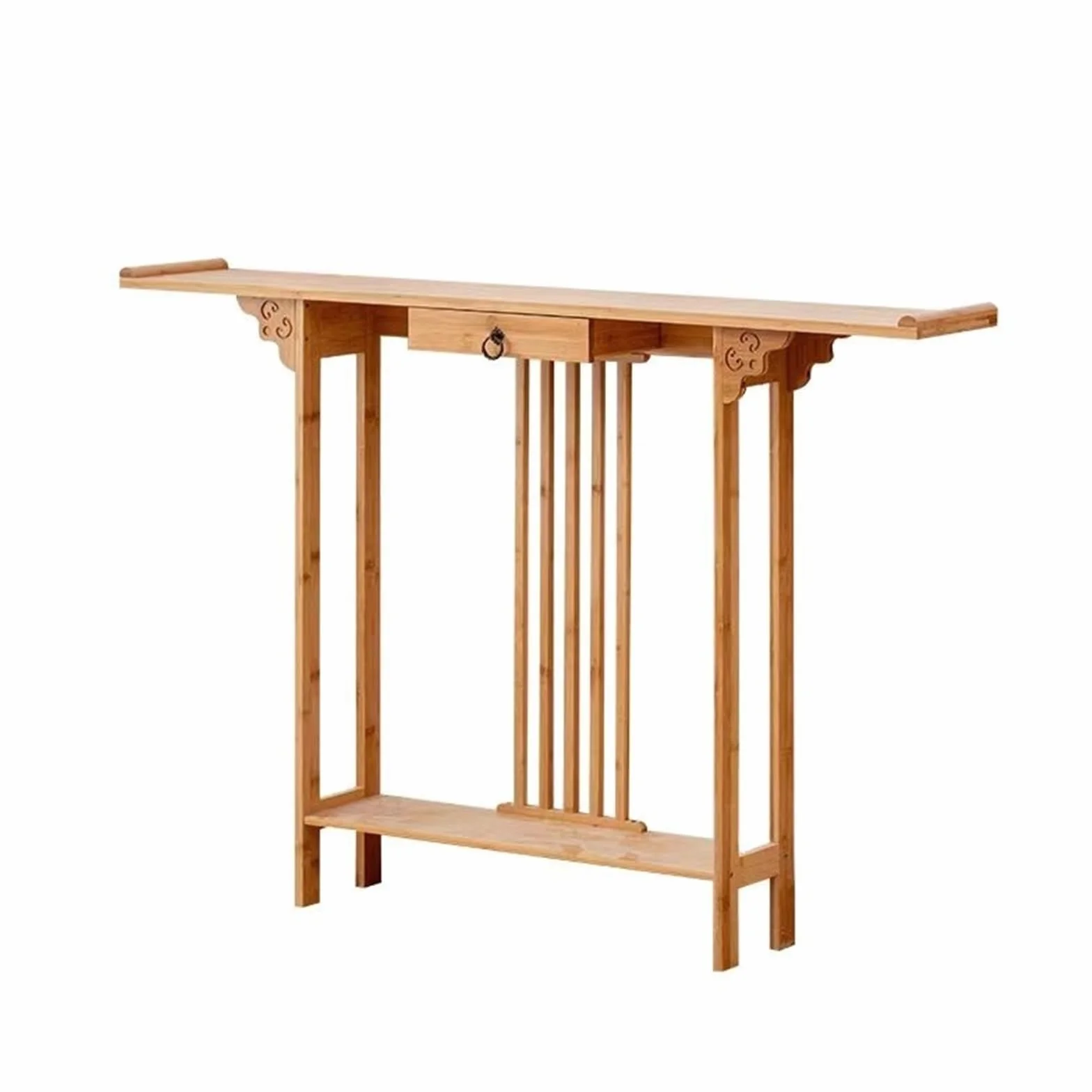 Wąski stół konsolowy z szufladami do przechowywania, wąski stół do salonu, wejścia i przedpokoju, naturalne wykończenie, 100 cm x 20 cm x 80 cm - stylowa oszczędność miejsca