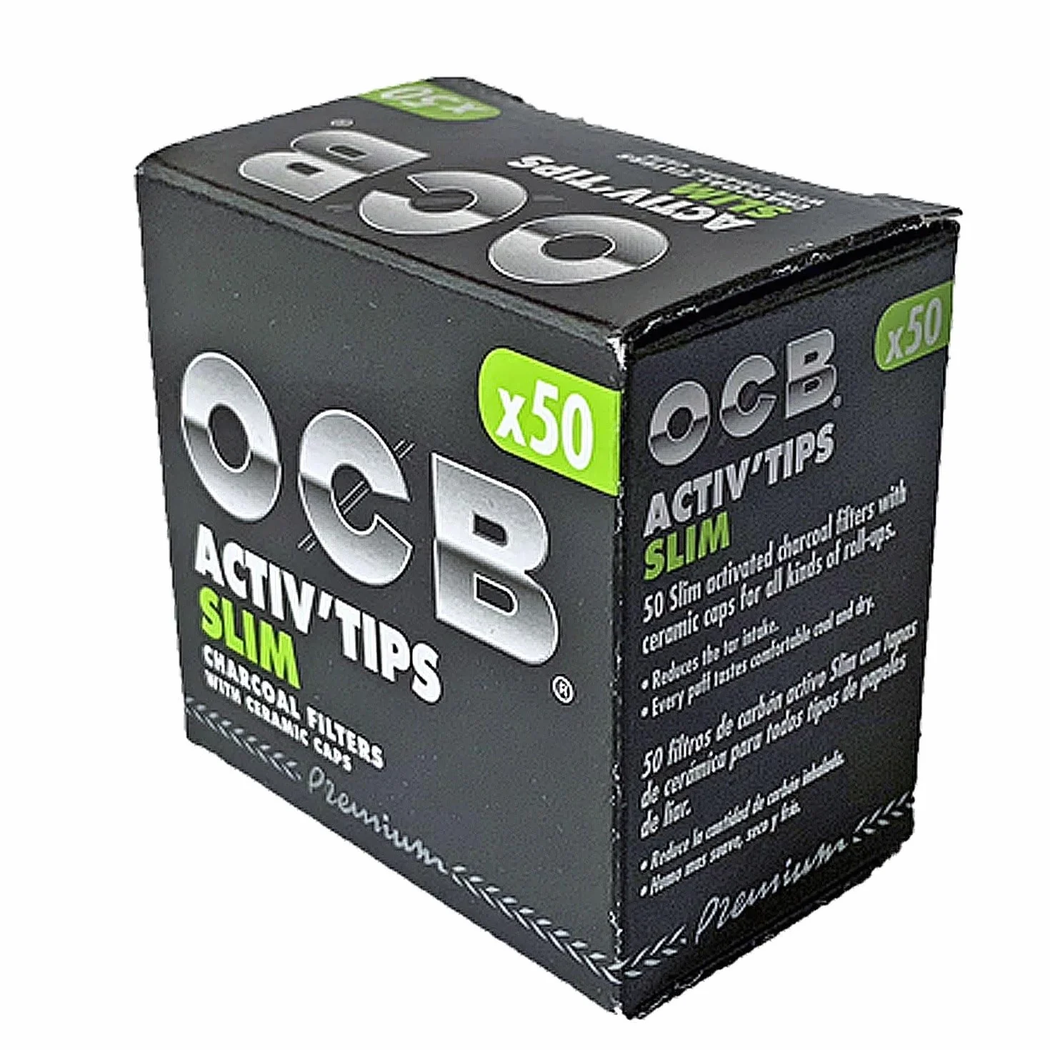 OCB 150 x Activ Tips Slim filtr z węglem aktywnym 7 mm 3 x 50 filtrów