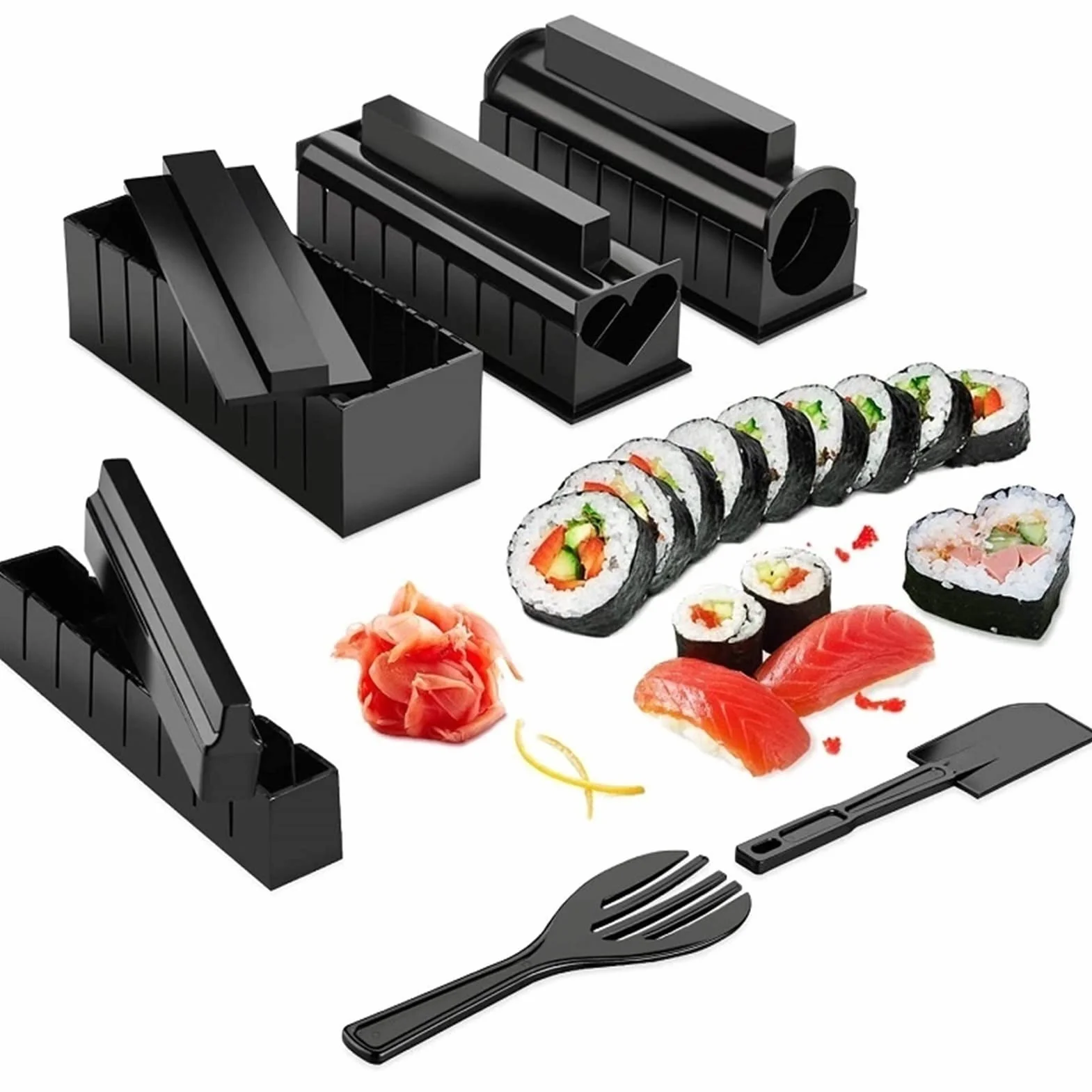 Zestaw do robienia sushi, forma do sushi, Zestaw do robienia Sushi Zestaw Sushi Roller Bazooka Forma do kulek ryżu z maty bambusowe Pałeczki Kuchnia Sashimi Sushi Narzędzia dla majsterkowiczów Akcesor