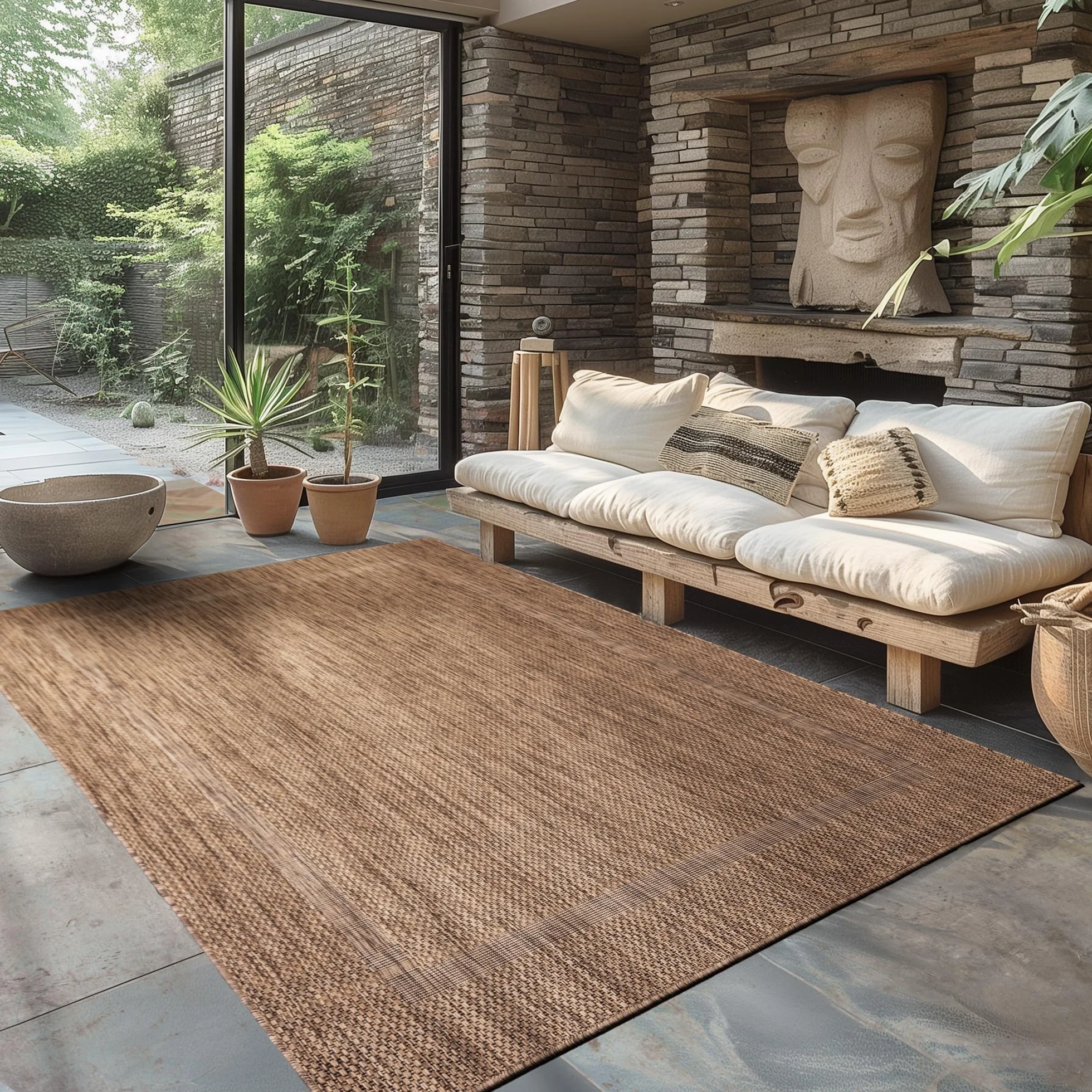 Carpettex dywan do użytku na zewnątrz, odporny na warunki atmosferyczne, 200 x 290 cm, sizalowy wygląd, brązowy - idealny na balkon, do ogrodu, na taras i jako dywan kuchenny - nadaje się do prania