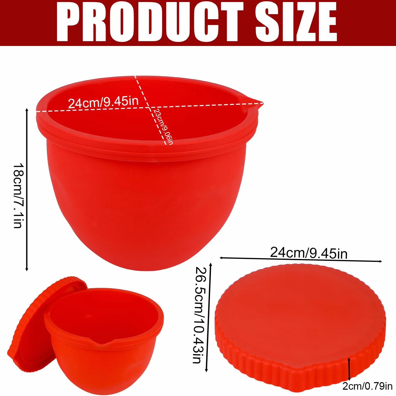 Wkładki Silikonowe dla KitchenAid Przechylna Głowa 5 Qt Mikser Stołowy, Wkład Silikonowa Miska z Pokrywą Zamienną Praktyczne Akcesoria Miksera (Czerwony)