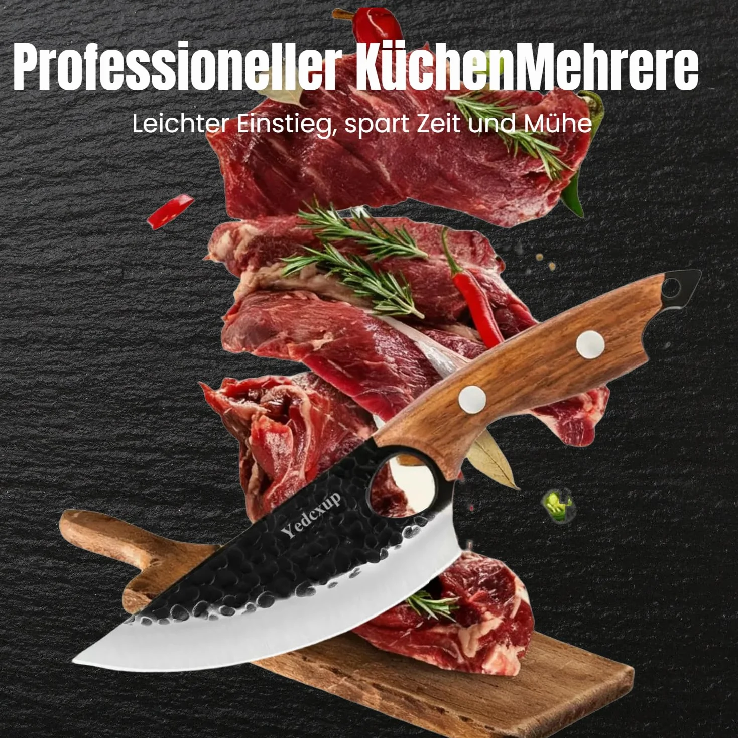 Nóż szefa kuchni 15 cm, ostry, japoński nóż kuchenny ze stali nierdzewnej HC, solidne noże outdoorowe ze skórzaną osłoną, do domu, grilla, na kemping, idealny do cięcia, odkostniania i siekania