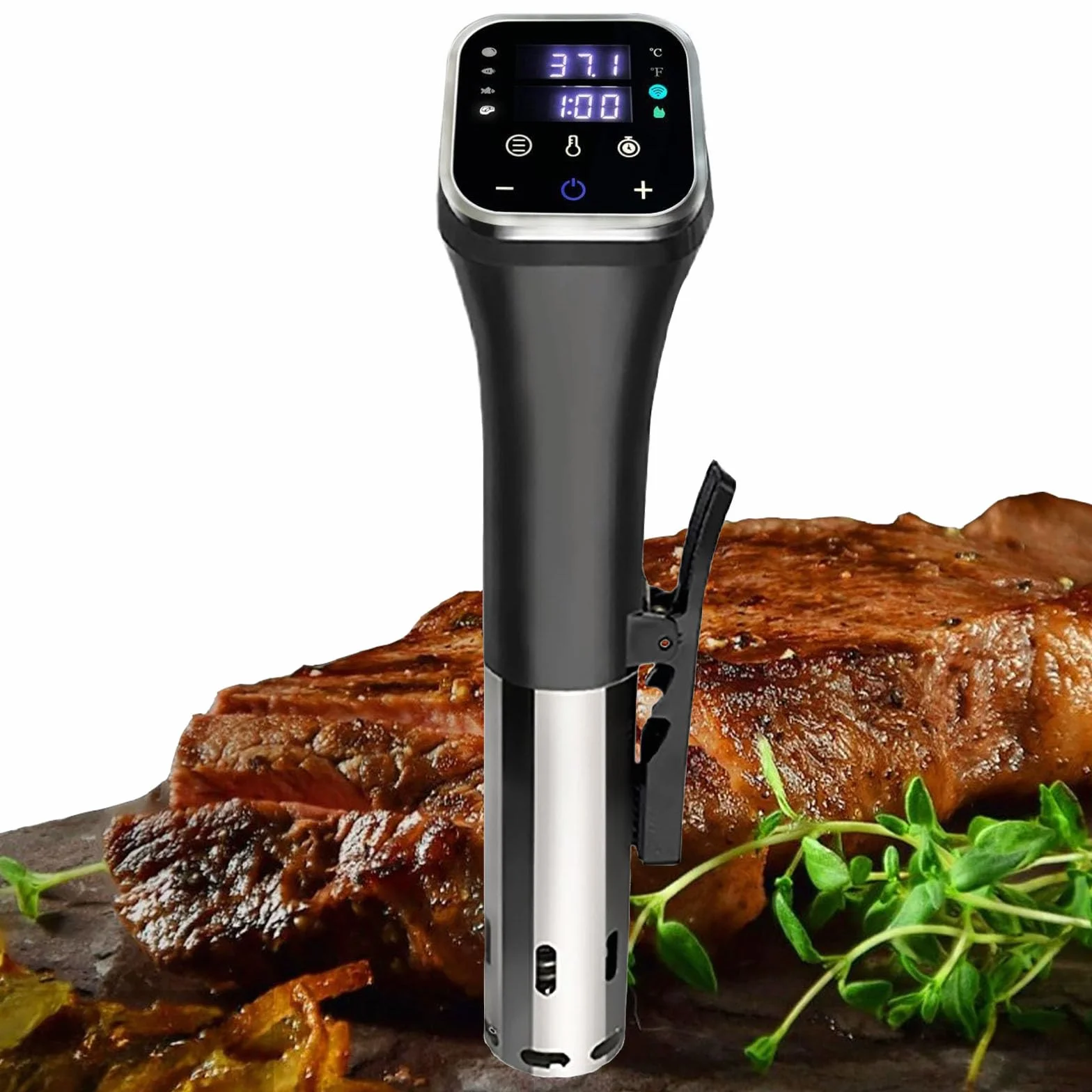 Urządzenie Do Gotowania Sous Vide Precision Cooker Z Ekranem LCD I Czułą Sondą Temperatury, Mocowane Na Klips, Trójwymiarowy Obieg Wody, Regulacja Temperatury W Zakresie 25°C–95°C