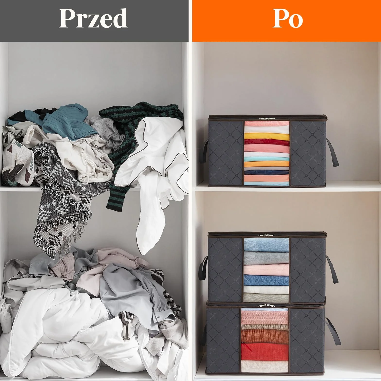 Lifewit Torba do Przechowywania Ubrań, Składany Pojemnik na Posciel, Duże Pudełka do Szafy na Kołdry Zabawki Ubrania, Under Bed Storage Boxes, 60 L, 4-Pack