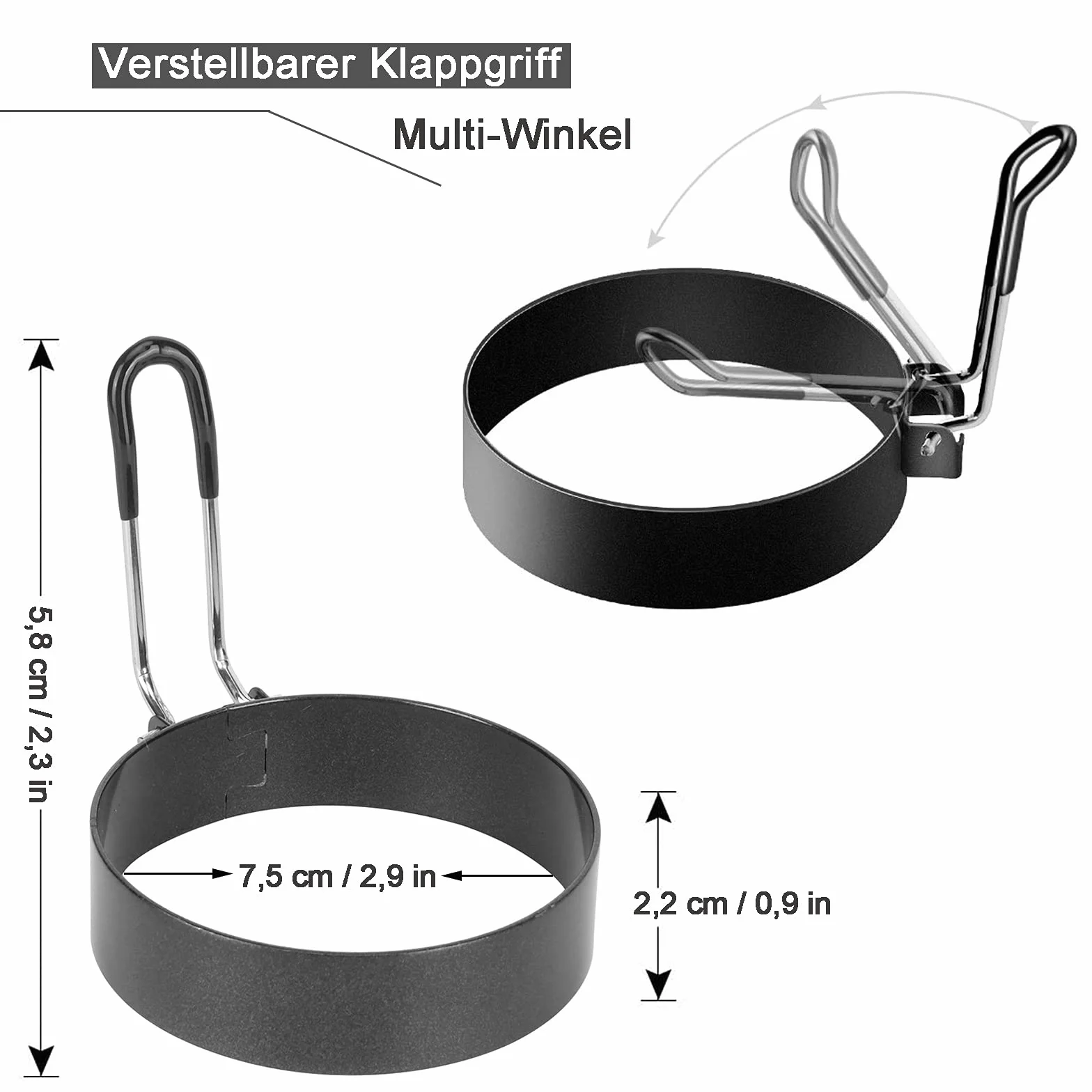 Pierścienie do jajek sadzonych, 4 sztuki, ze stali nierdzewnej, okrągłe, 7,6 cm, nieprzywierające, do jajek sadzonych, naleśników, omletów